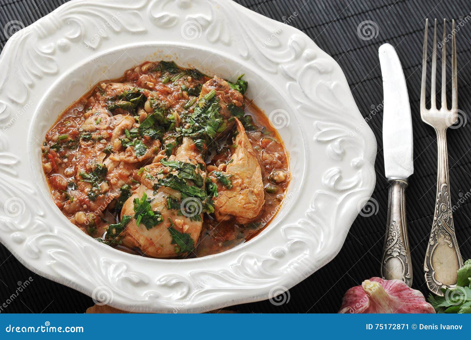 Chakhokhbili - Traditional Georgian Dish. Chicken Stewed with he Stock ...