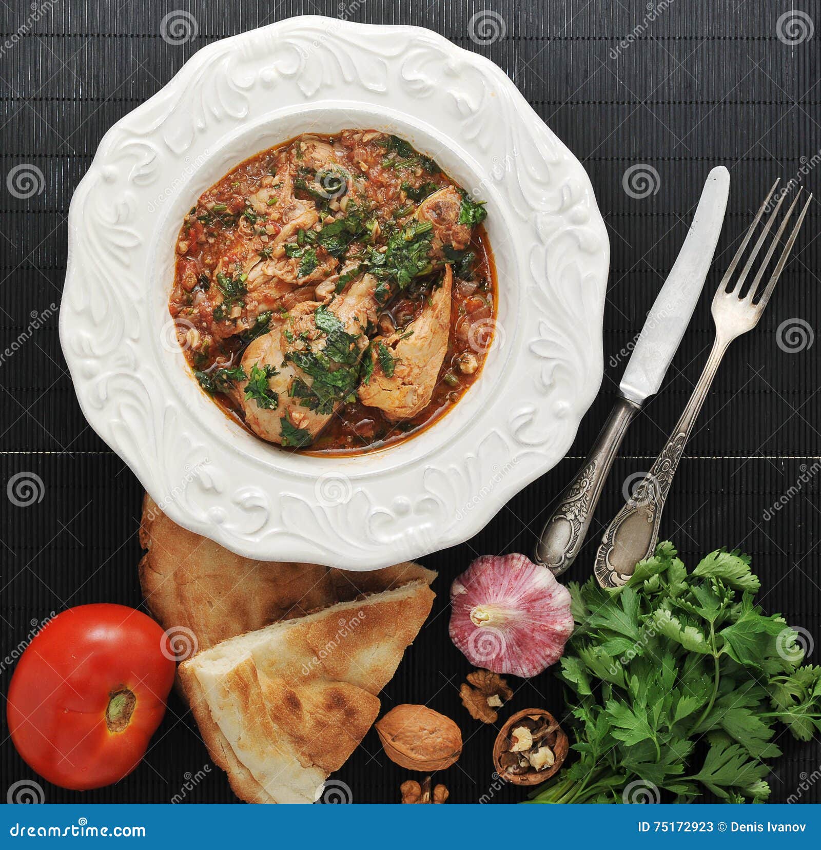 Chakhokhbili - Traditional Georgian Dish. Chicken Stewed Stock Image ...