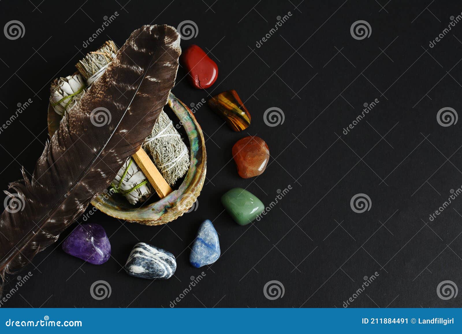 chakra healing crystals and white sage
