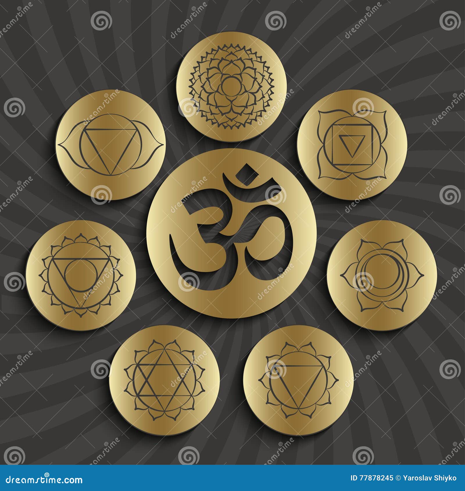 Chakra and Symbol OM in the Centre Stock Vector - Illustration anahata, buddhism: