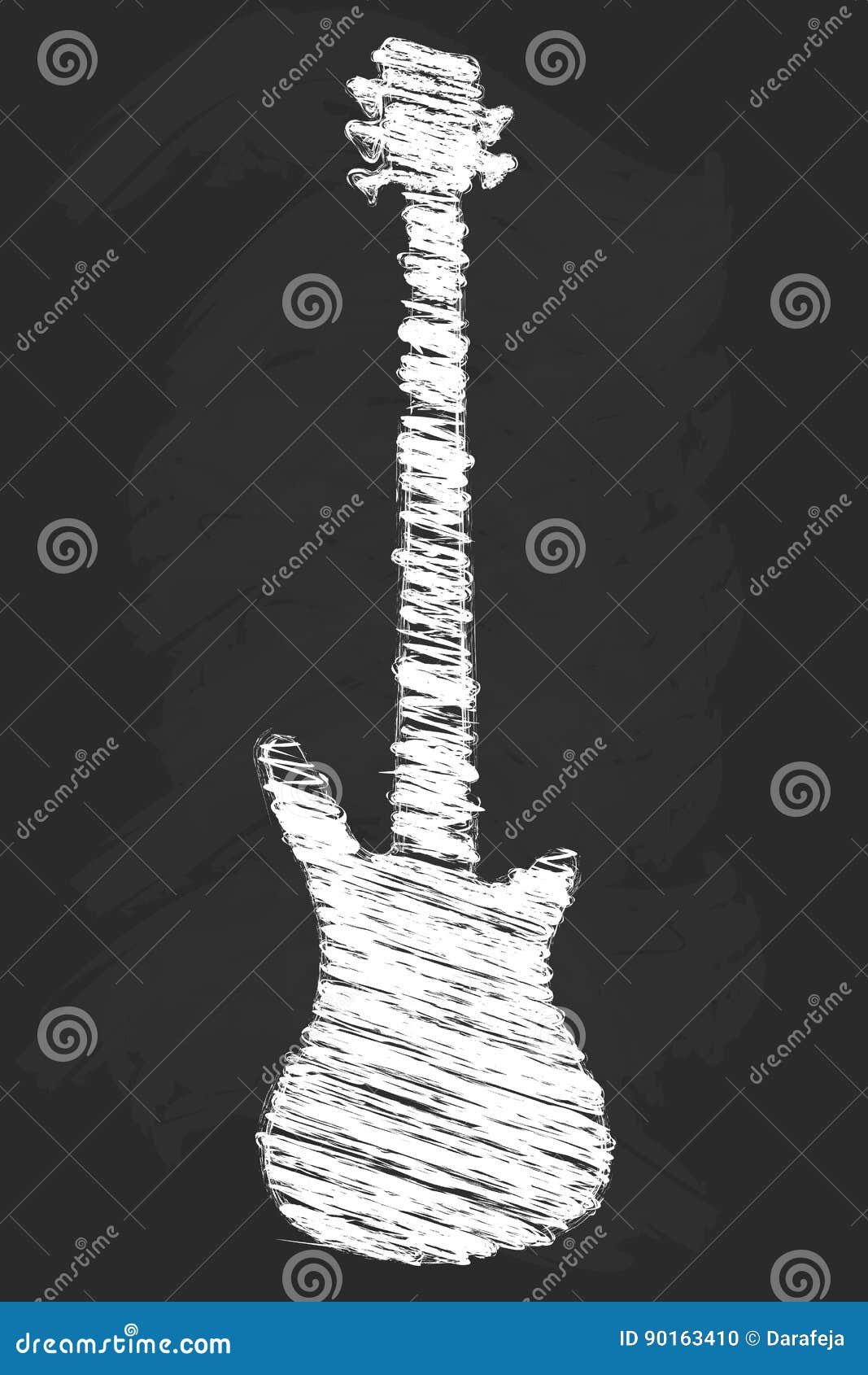 Chalk Art Bass Guitar Illustration Stock Illustration Illustration of