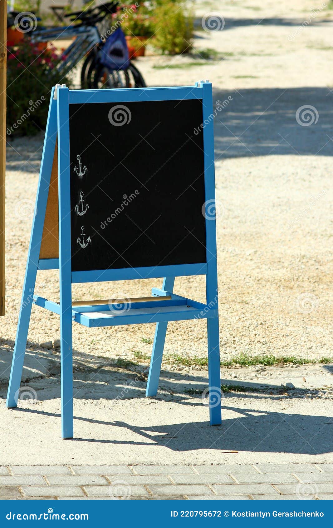 Chalk board easel for menu stock photo. Image of display 220795672