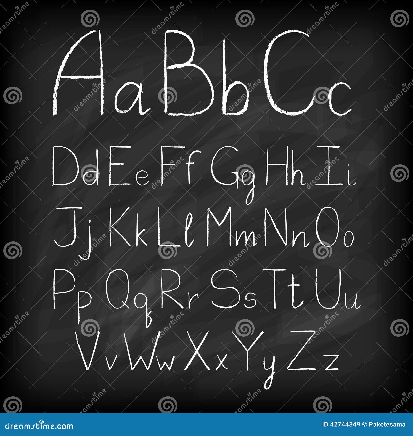 Chalk Board Hand Drawn Alphabet. Stock Vector - Illustration of element ...