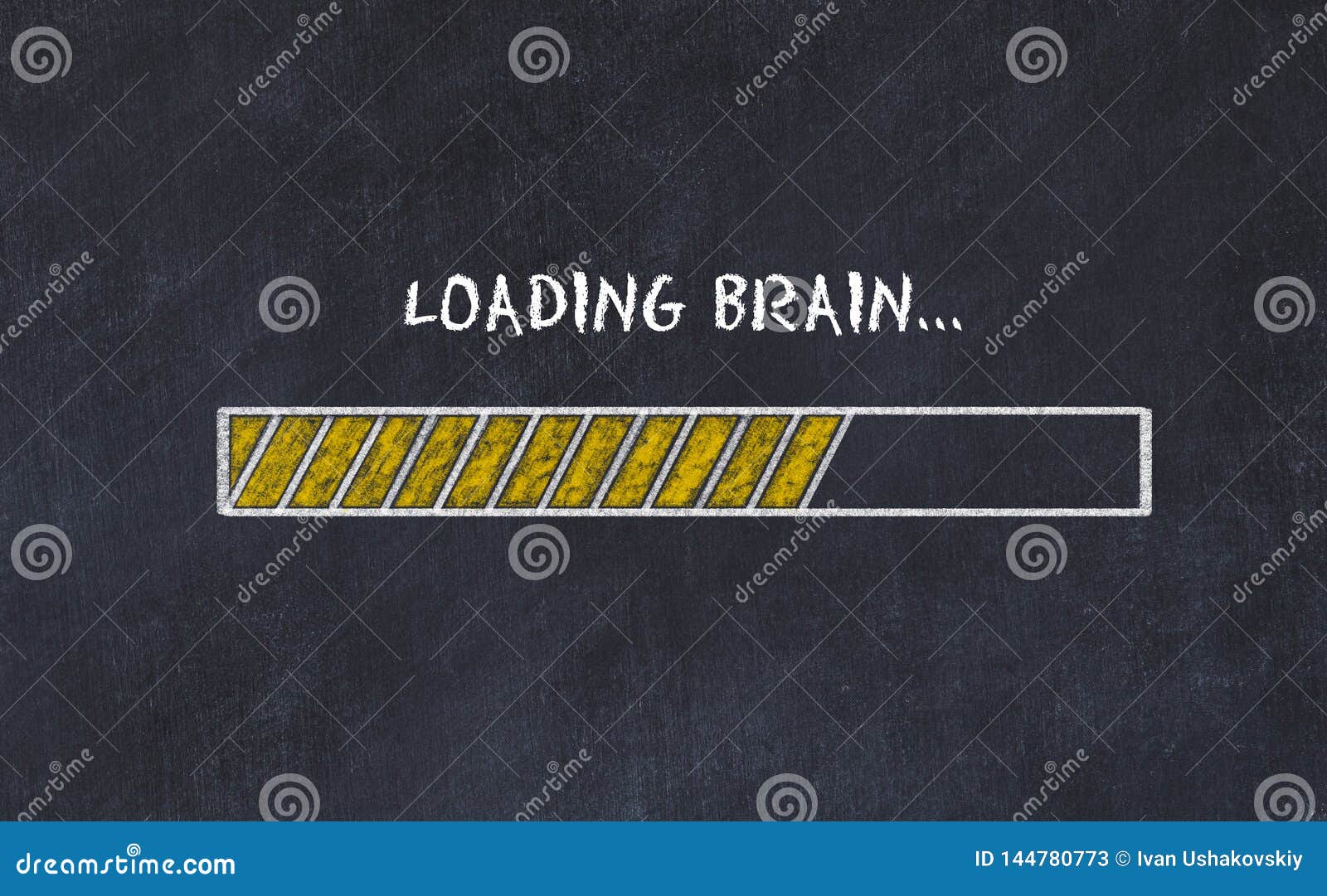 chalk board sketch with progress bar and inscription loading brain