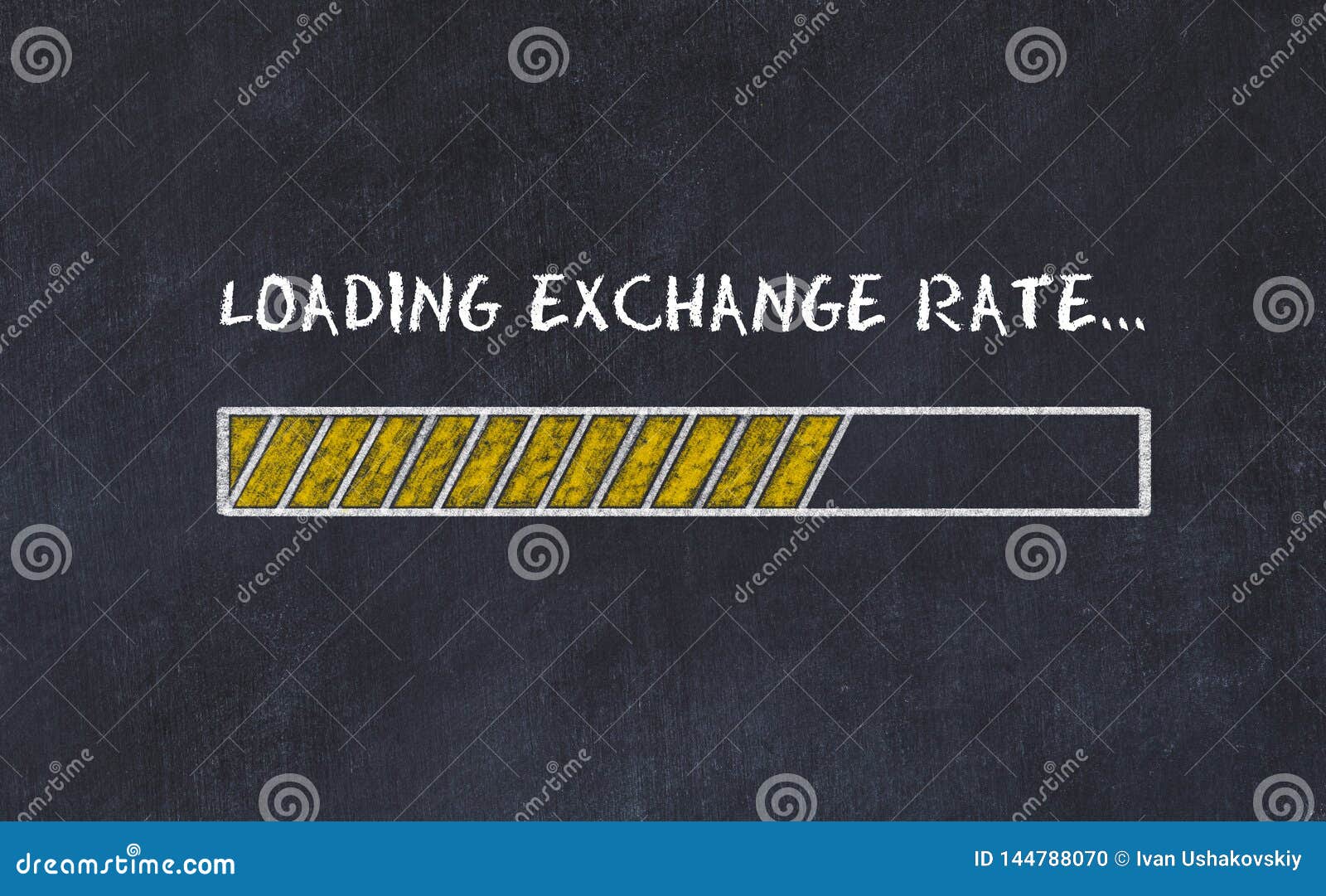 chalk board sketch with progress bar and inscription loading exchange rate