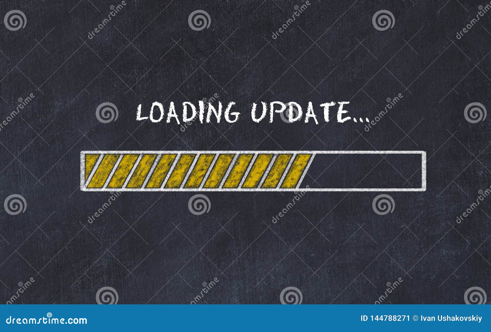 chalk board sketch with progress bar and inscription loading update