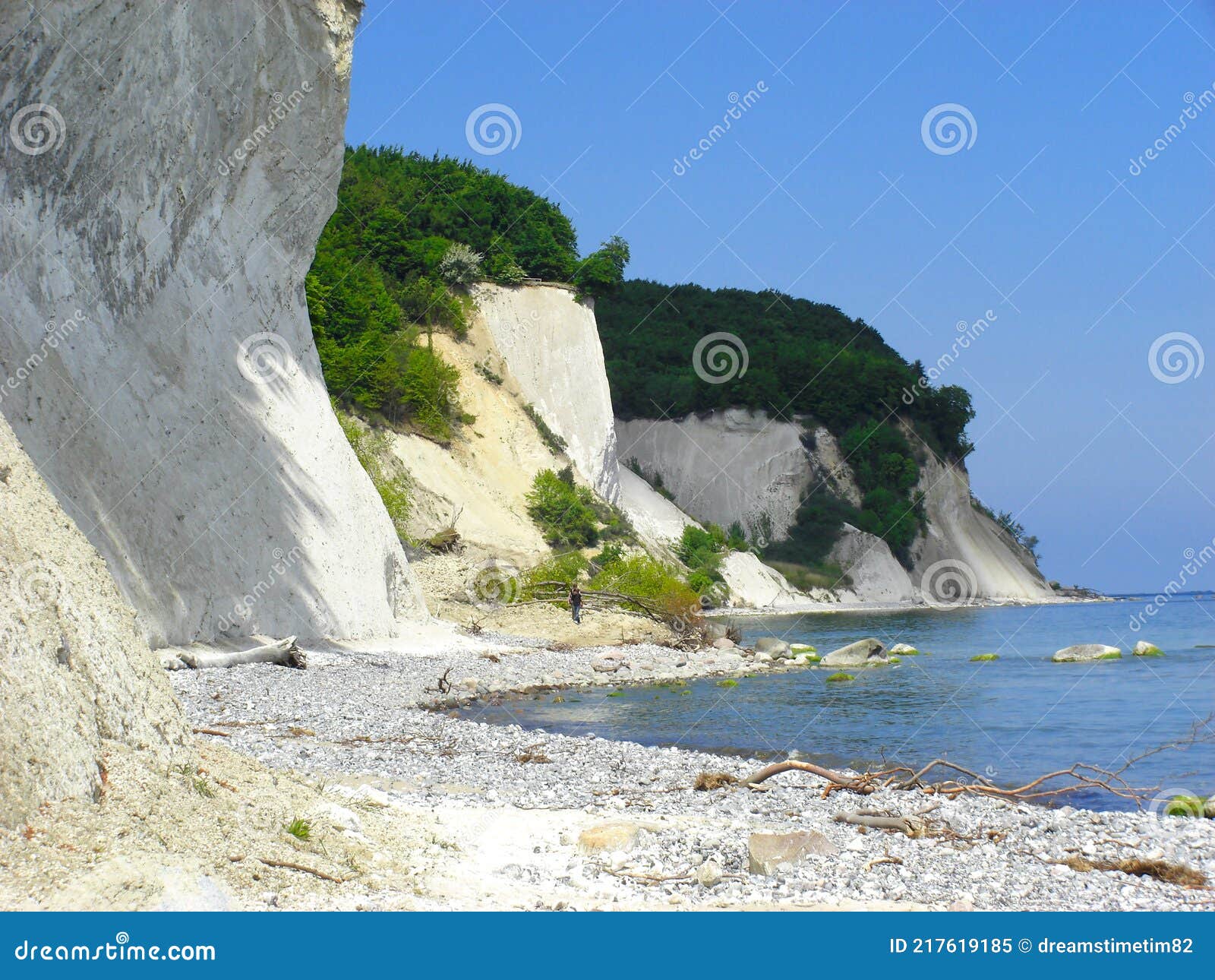 The Chalk Cliffs of Ruegen Island, Huge Boulders in the Baltic Sea 