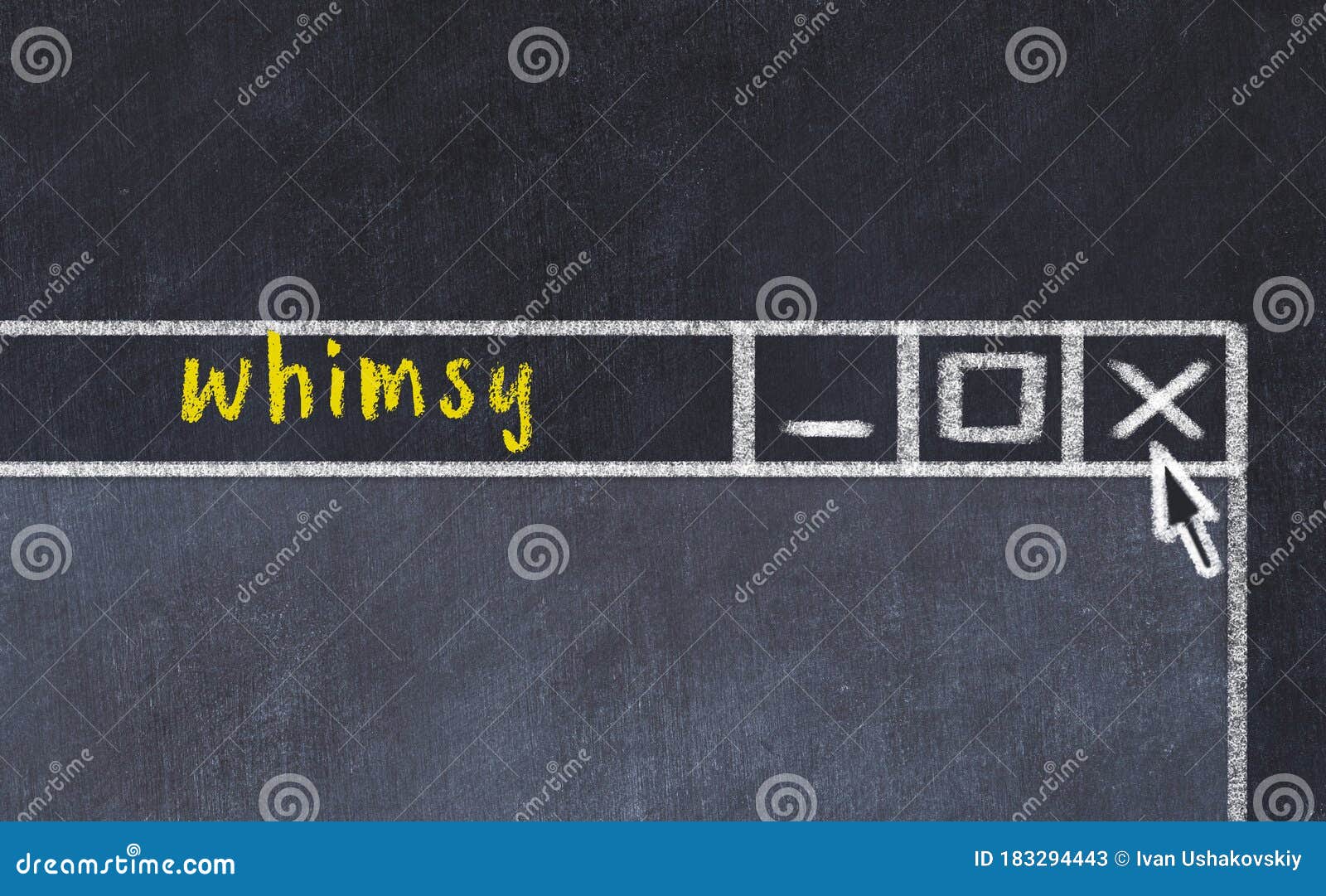 chalk drawig of browser window with inscription whimsy
