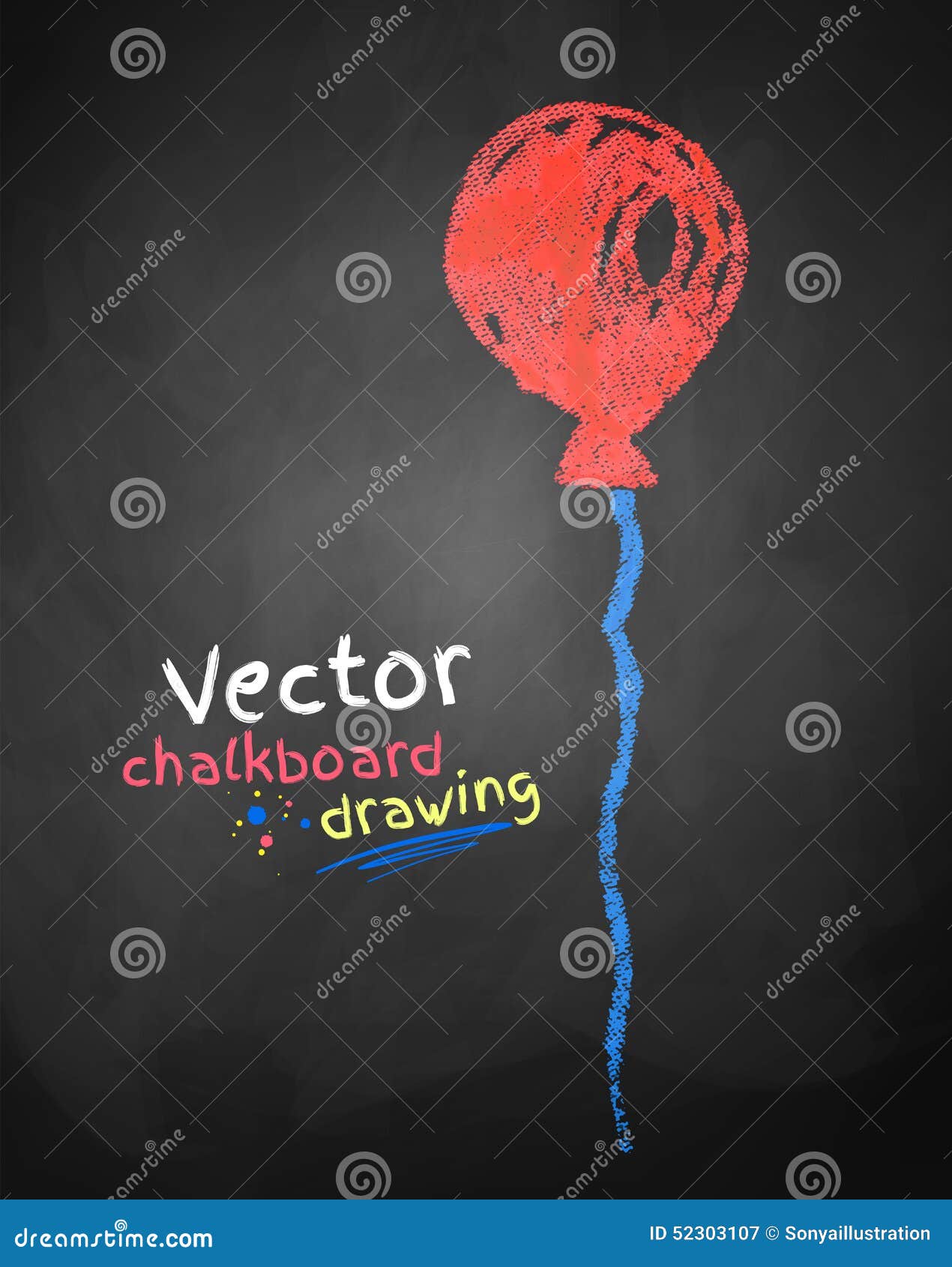 Chalk drawing of balloon stock vector. Illustration of backdrop 52303107