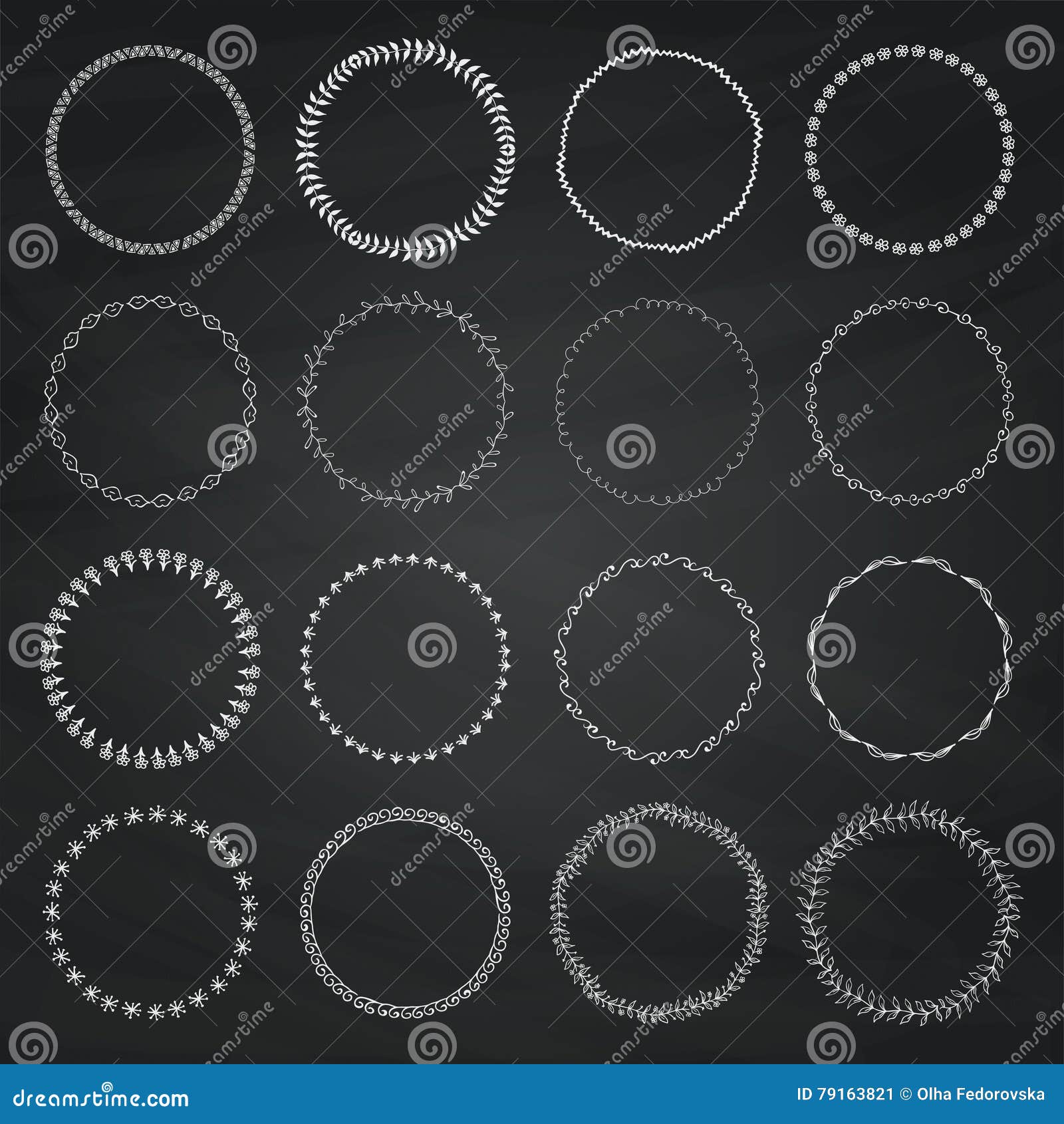 Chalk Drawing Circle Logo And Badge Elements Set Stock Vector Illustration of invitation