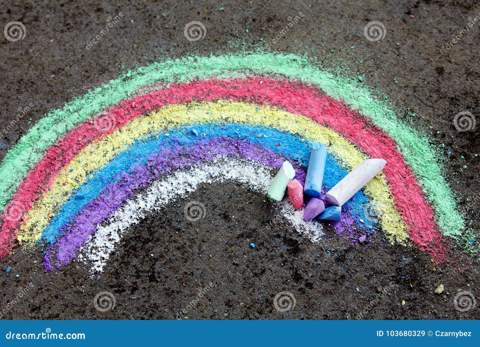 Chalk Drawing Colorful Rainbow Stock Image Image of drawings, hand 103680329