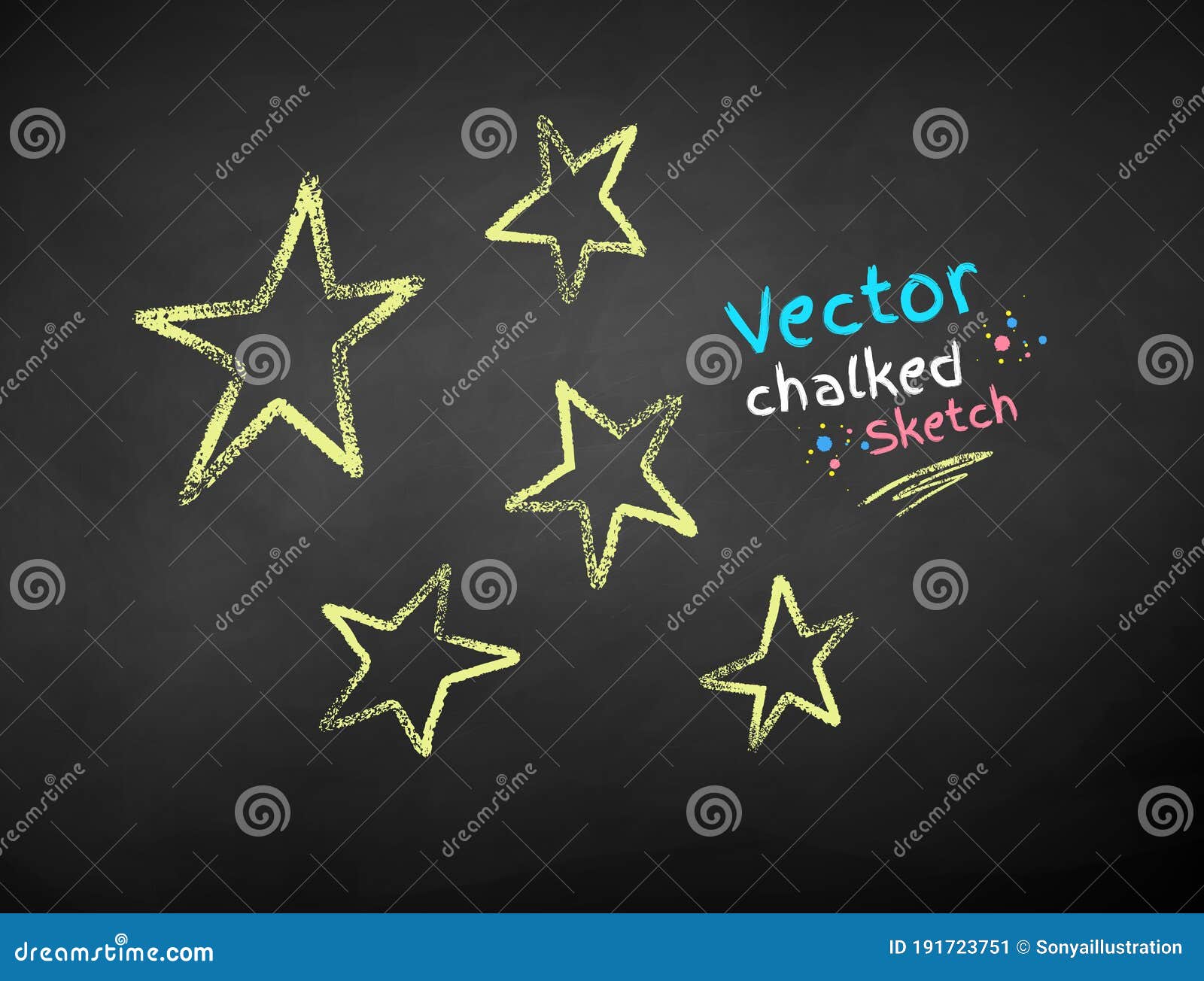 Chalk Drawn Illustration of Stars Stock Vector Illustration of chalkboard, collection 191723751