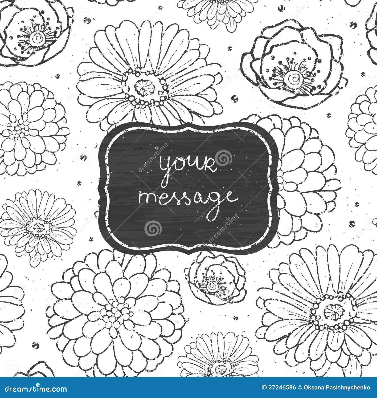 Chalk Flowers Blackboard Frame Seamless Pattern Royalty Free Stock