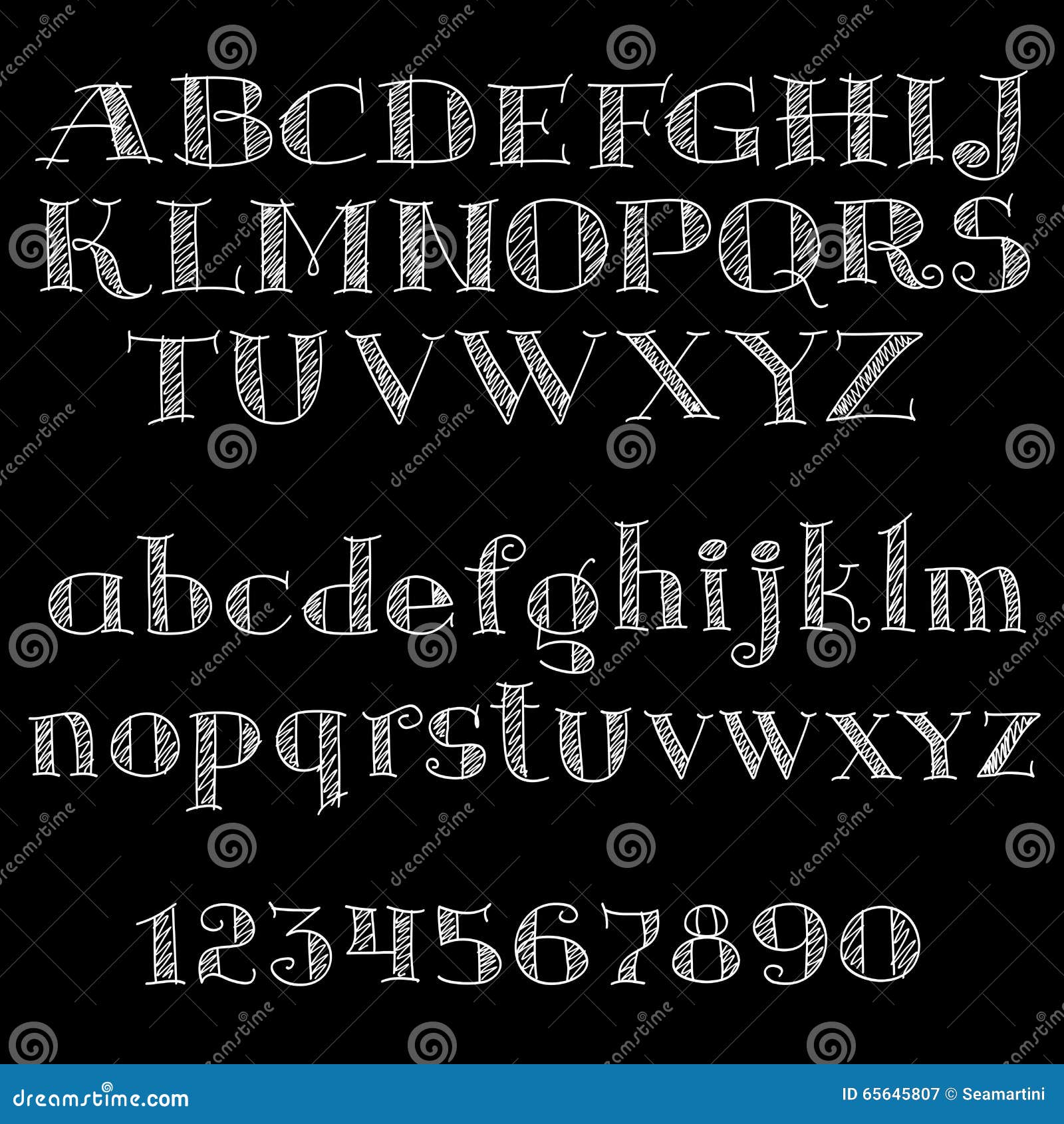 Chalk Font Type Alphabet Blackboard Letters Numbers Uppercase Lowercase Letters Decorated Hatching Ske Chalk Fonts Chalkboard Fonts Alphabet Lettering Alphabet