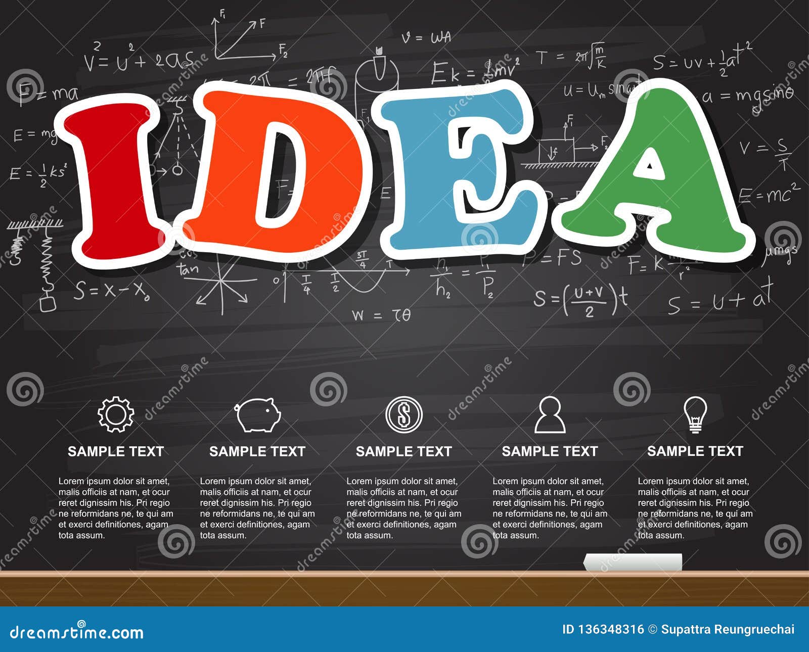 Chalk Hand Drawing with Idea Word. Infographic Vector Illustration