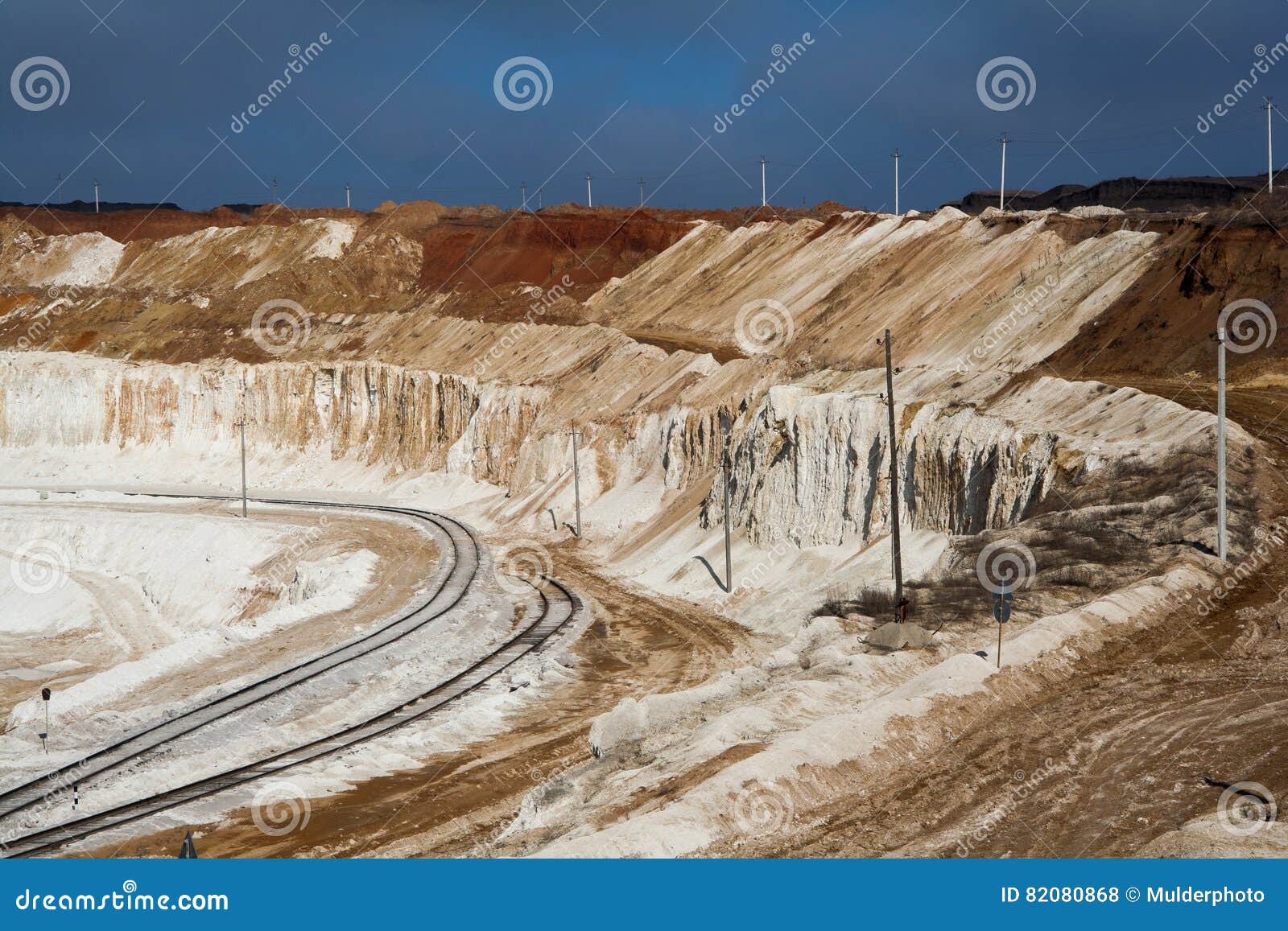 Chalk Quarry Mining with Railway, Belgorod, Russia Stock Photo Image