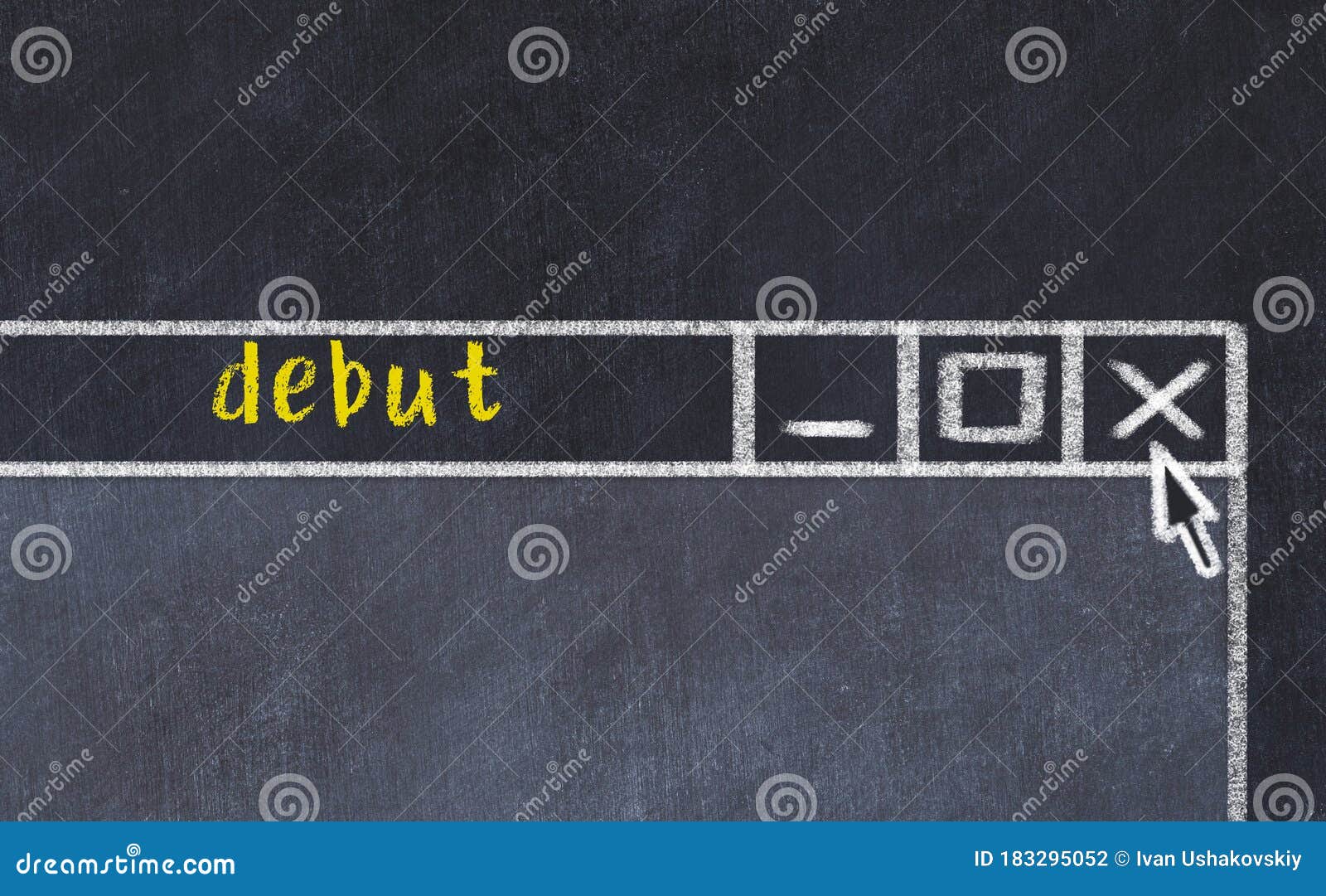 chalk drawig of browser window with inscription debut