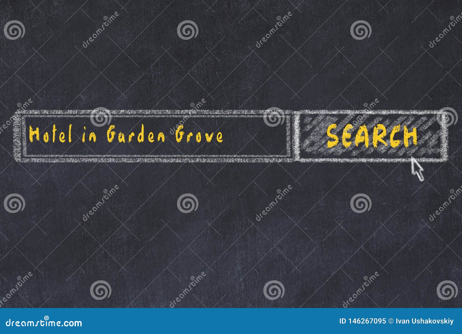 Chalk Sketch Of Search Engine Concept Of Searching And Booking A