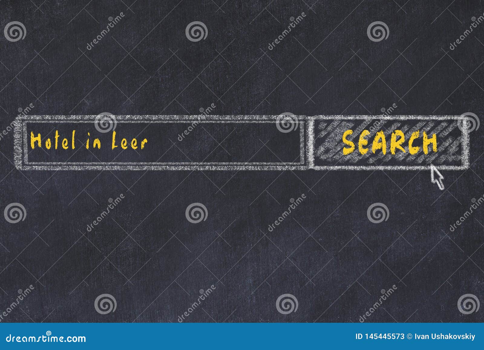 chalk sketch of search engine. concept of searching and booking a hotel in leer