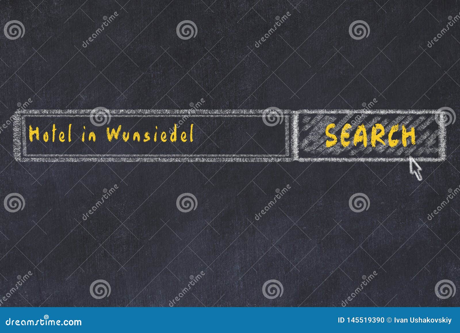 chalk sketch of search engine. concept of searching and booking a hotel in wunsiedel