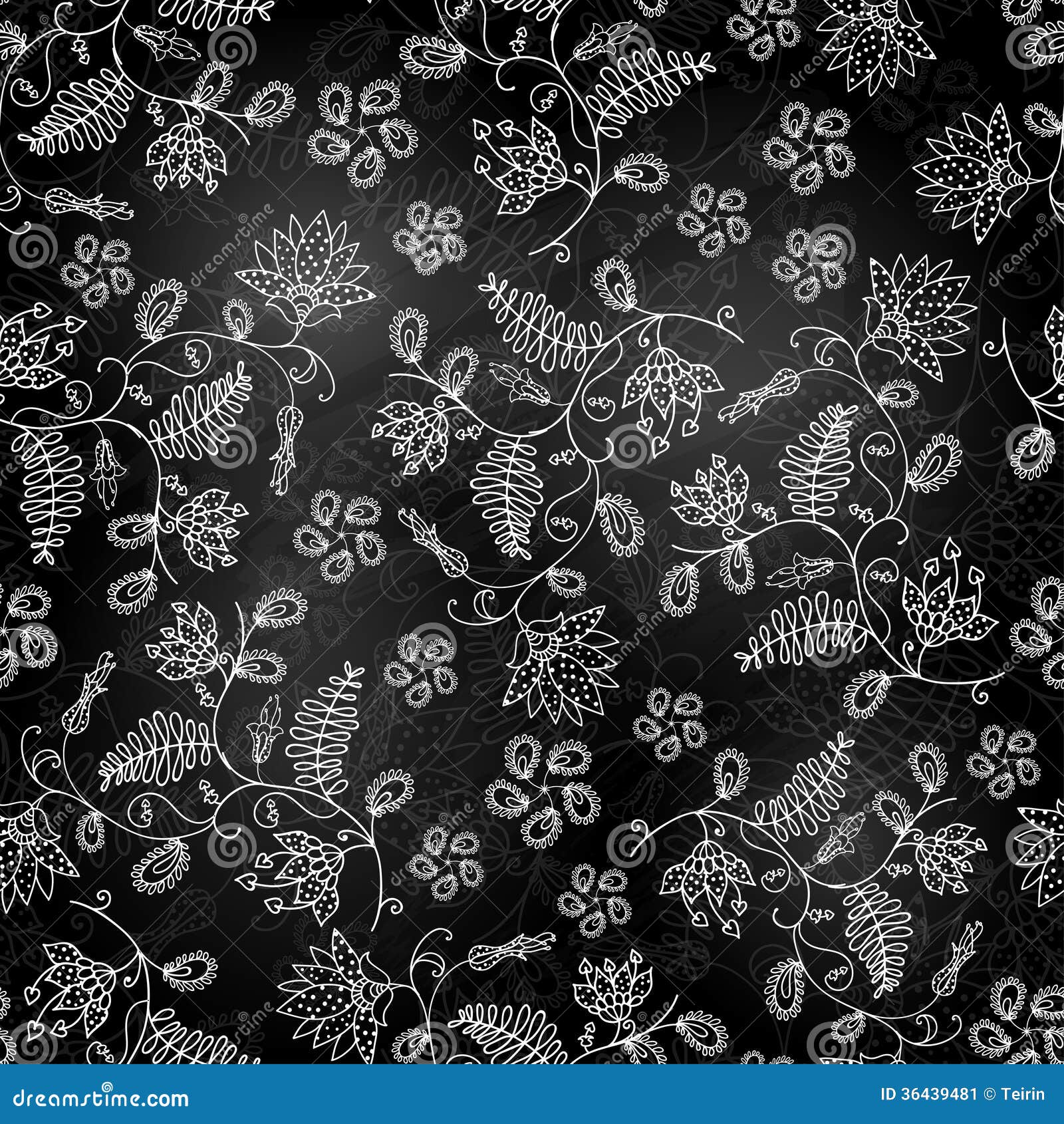 Chalk Style Hand Drawn Flowers. Stock Vector Illustration of isolated