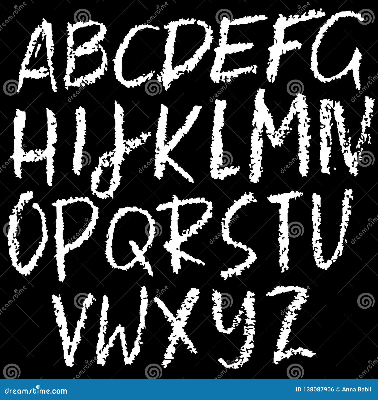 Chalk Textured Font. Grunge Script on Chalkboard. Vector Calligraphy