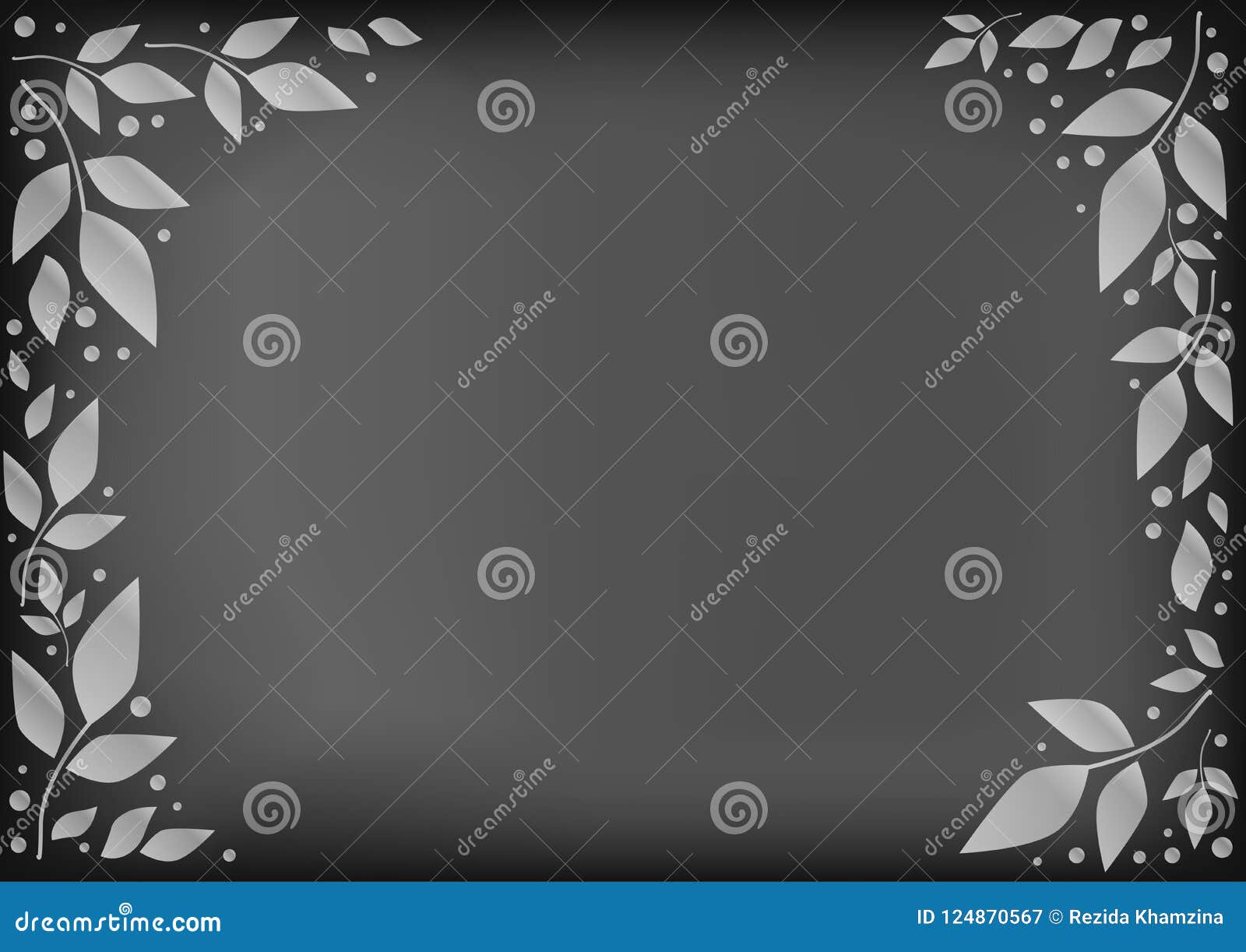 Chalkboard Background With Decorative Frame Of White Leaves And