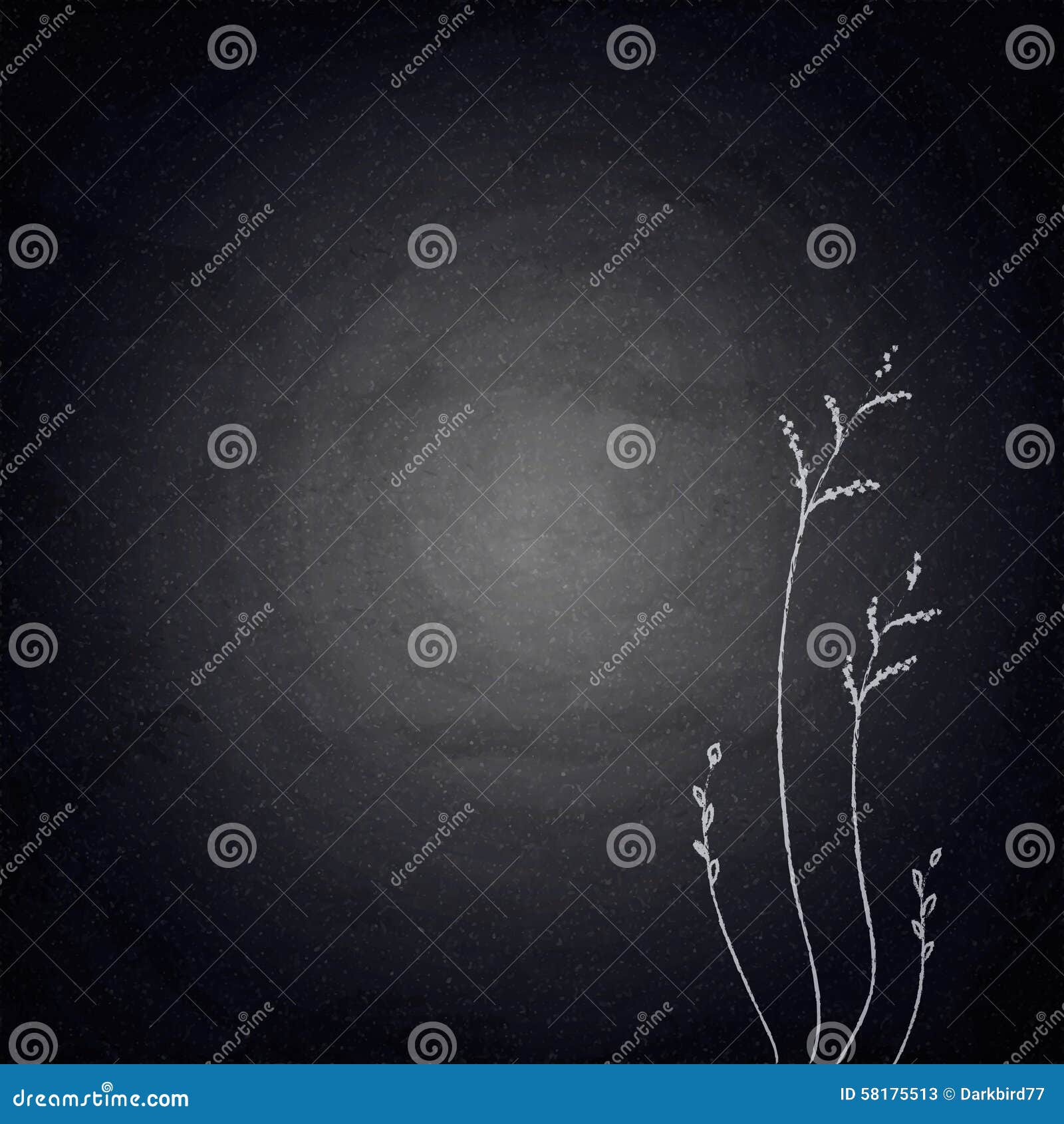 Chalkboard Background with Drawing Plants Stock Illustration