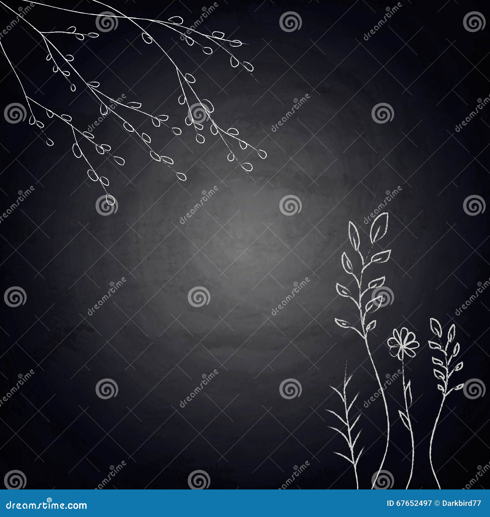 Chalkboard Background with Drawing Plants Stock Illustration