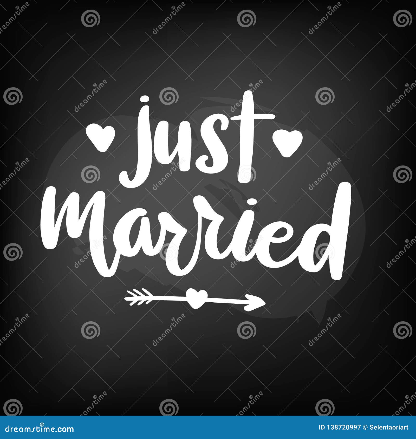 Chalkboard Blackboard Lettering Just Married. Stock Vector