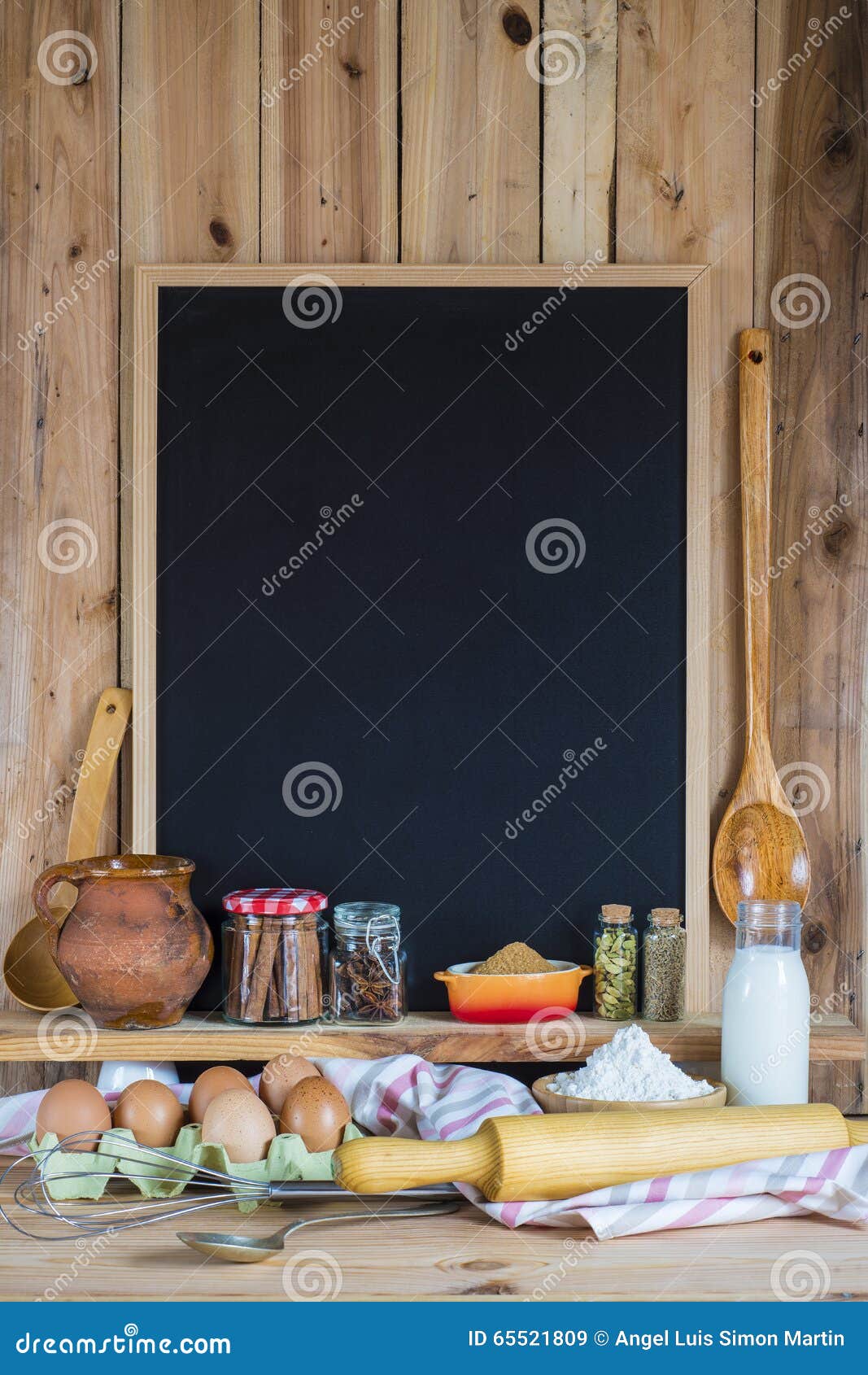Chalkboard with Copy Space and Pastry Ingredients Stock Image Image