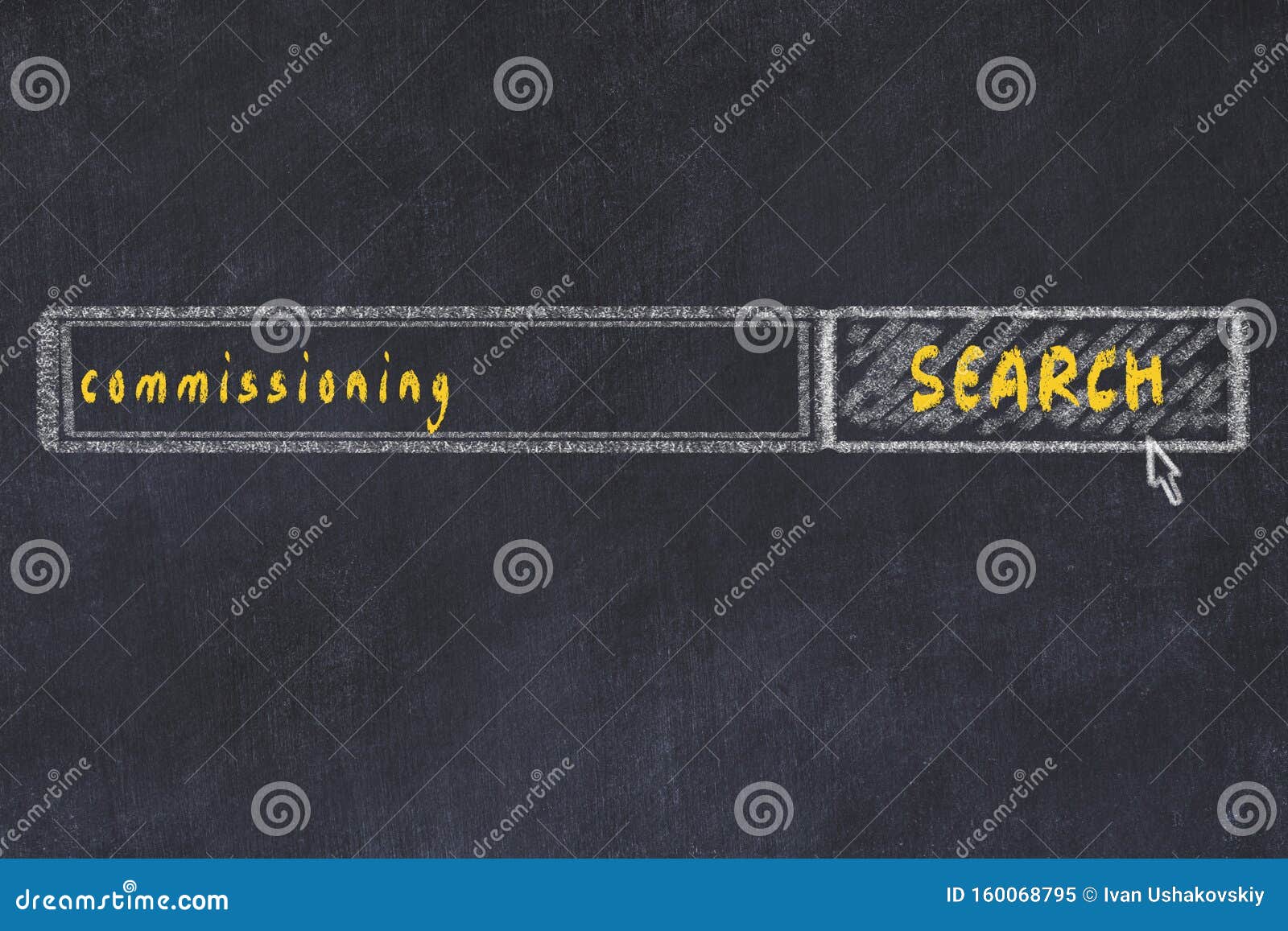 chalkboard drawing of search browser window and inscription commissioning