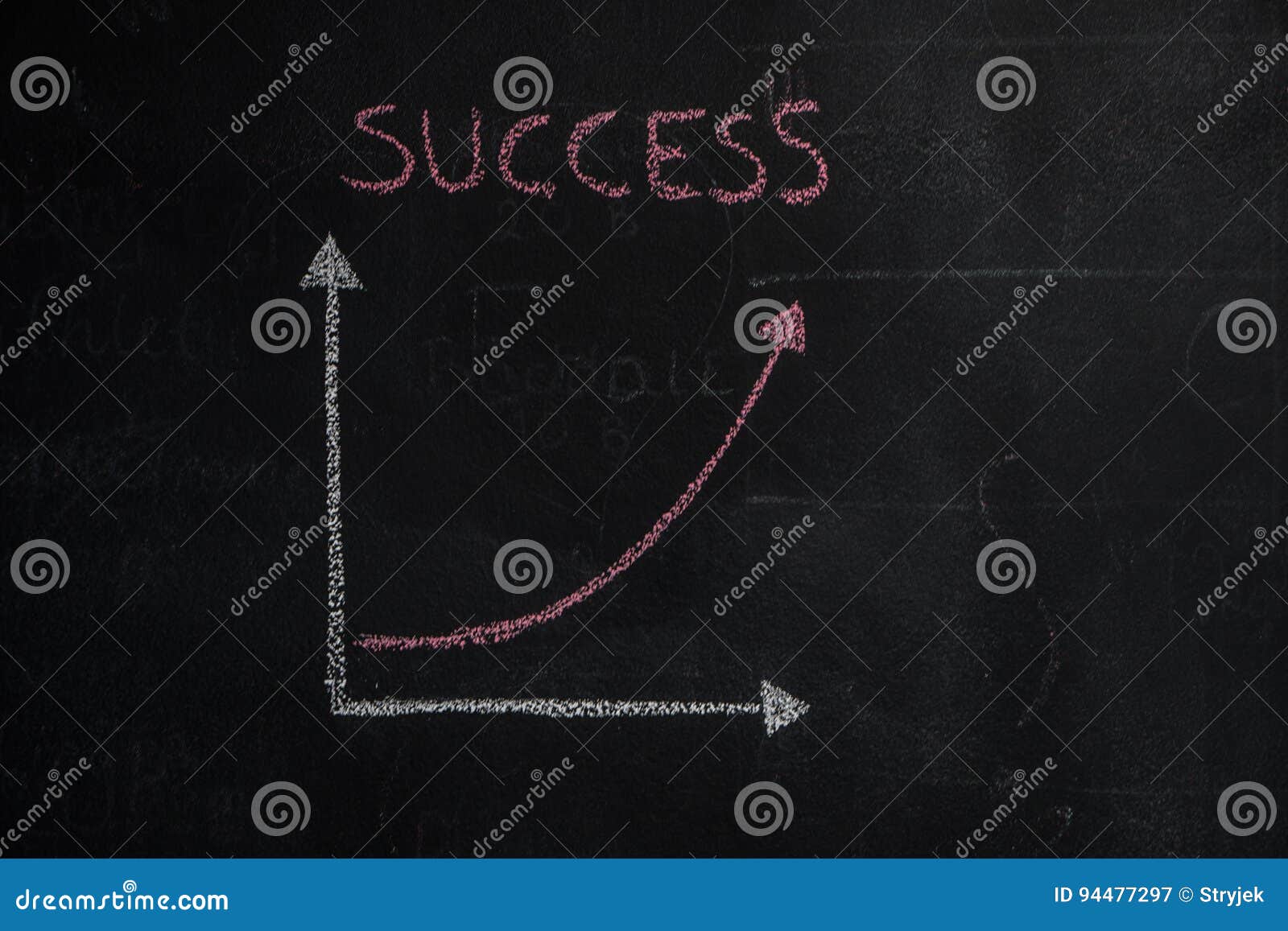 chalkboard with finance business graph showing upward trend
