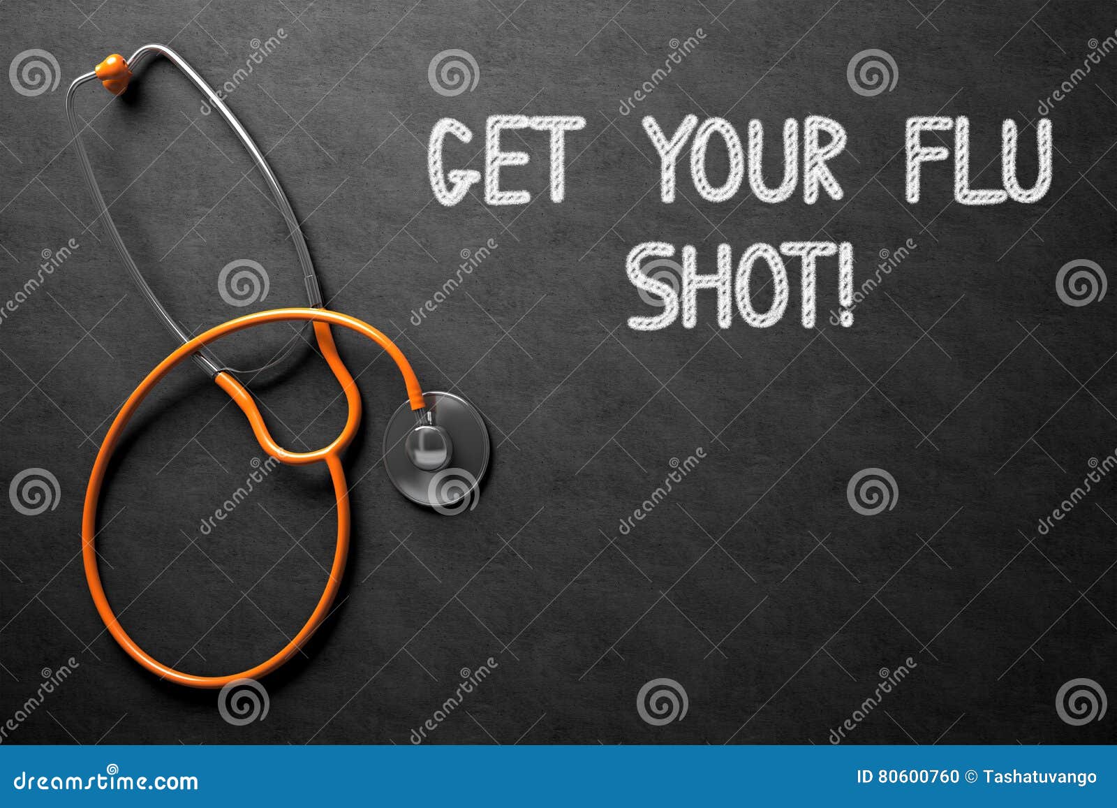 chalkboard with get your flu shot concept. 3d .