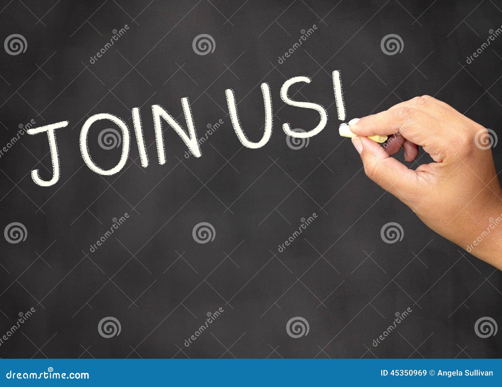 Chalkboard Handwriting Join Us Writing Hand Invitation Stock Image Image of invitation, hand