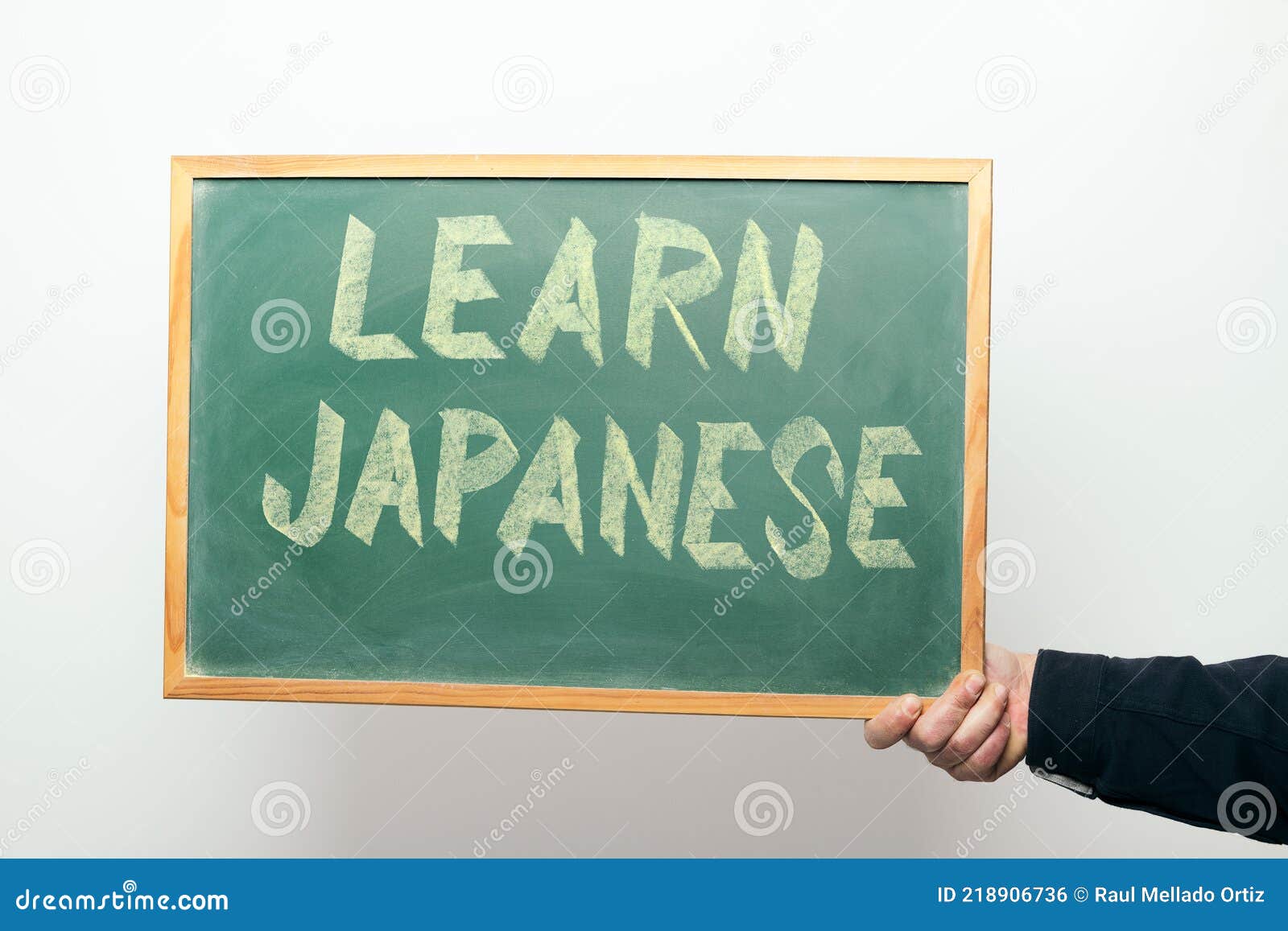 Chalkboard with LEARN JAPANESE Written in Chalk Stock Photo Image of