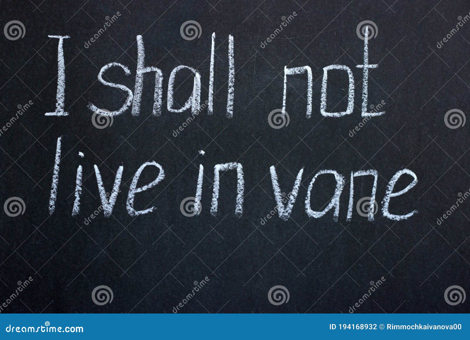 chalkboard lettering i shall not live in vane
