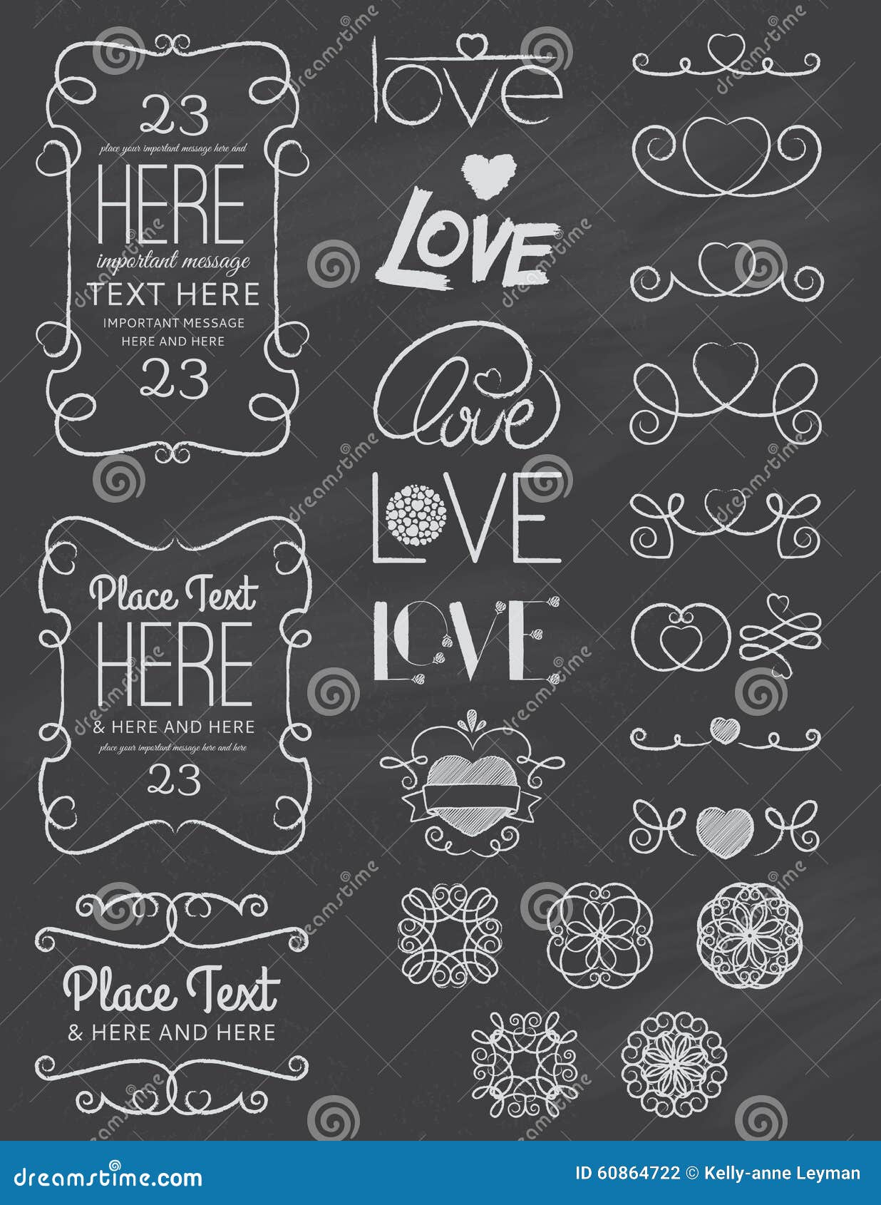 chalkboard love design elements two stock vector illustration of