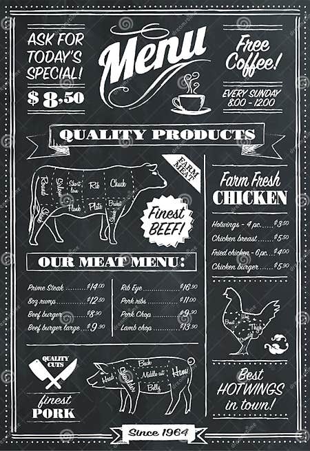 Chalkboard menu stock vector. Illustration of finest - 53779763