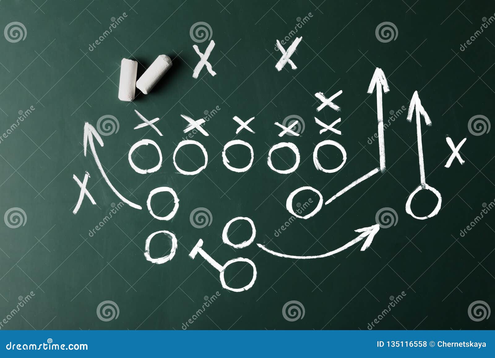 Chalkboard with Scheme of Football Game Stock Photo Image of