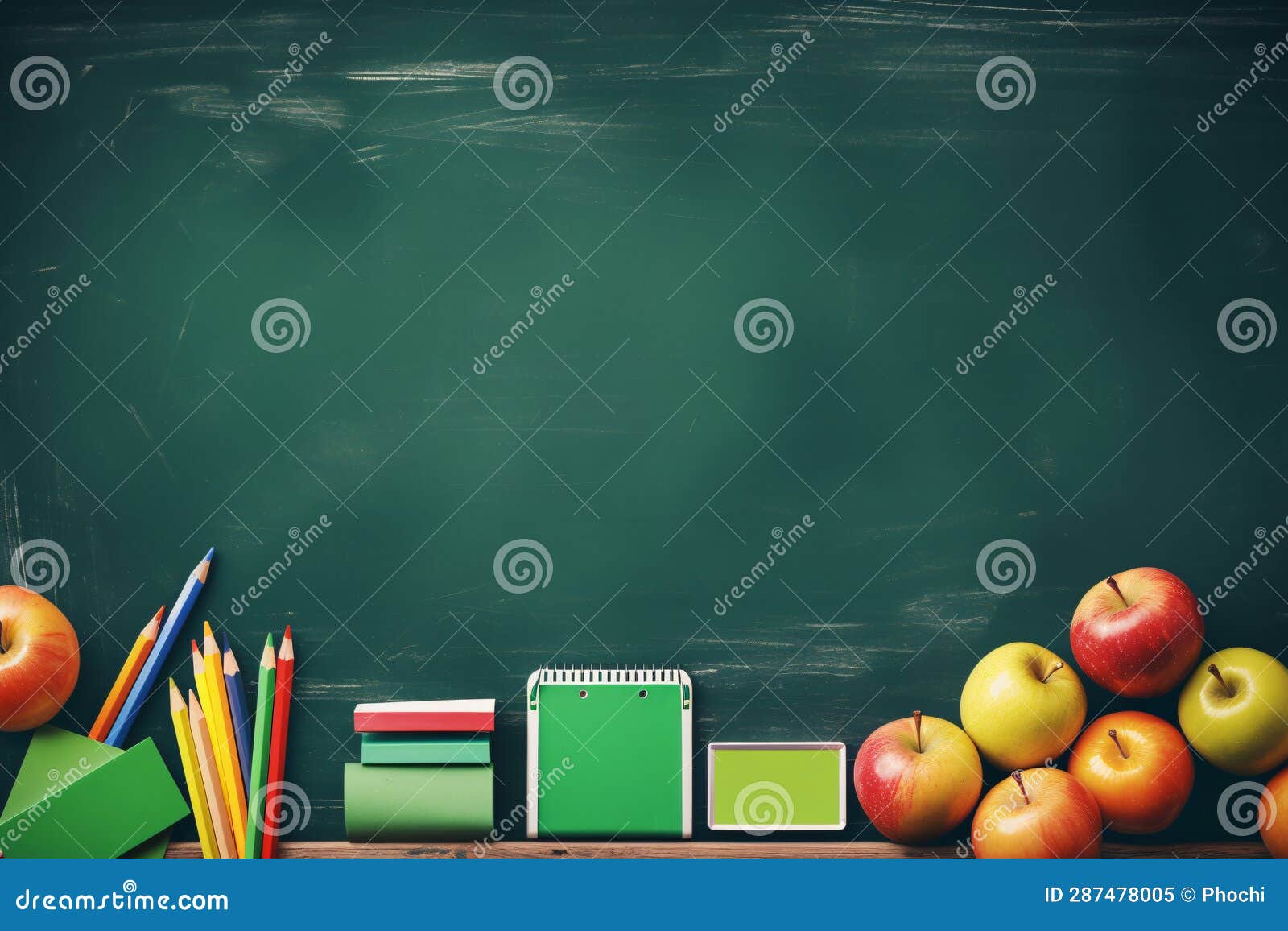 Chalkboard and School Supplies a Creative Learning Space Stock