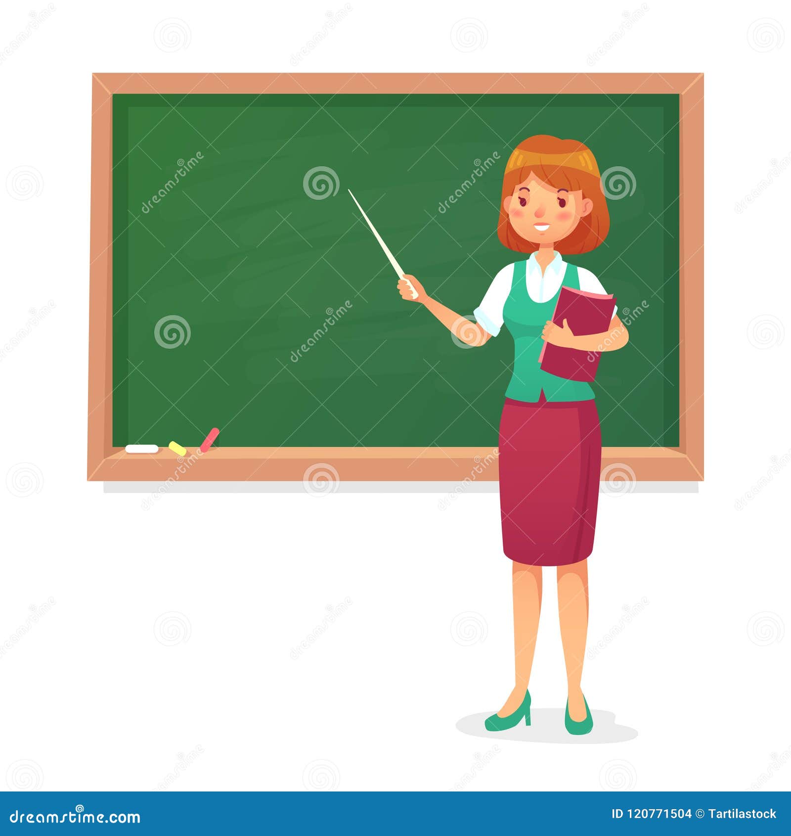 chalkboard and teacher. female professor teach at blackboard. lessons woman teachers at school board cartoon 