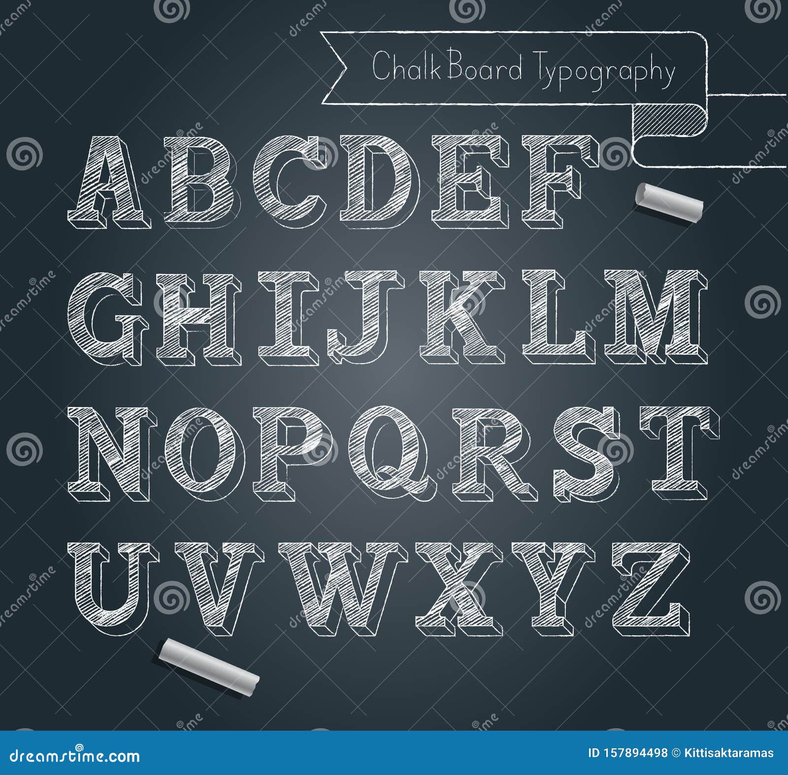Chalkboard Typography Alphabet Doodle Style Vector Stock Vector