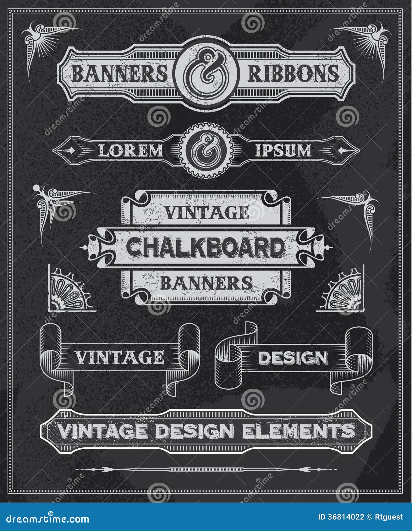 chalkboard vintage banner and ribbons