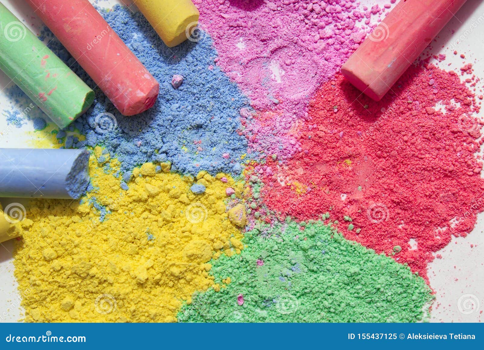 Chalks in a Variety of Colors on White Background, Chalk Powder. Stock  Image - Image of colors, colour: 155437125