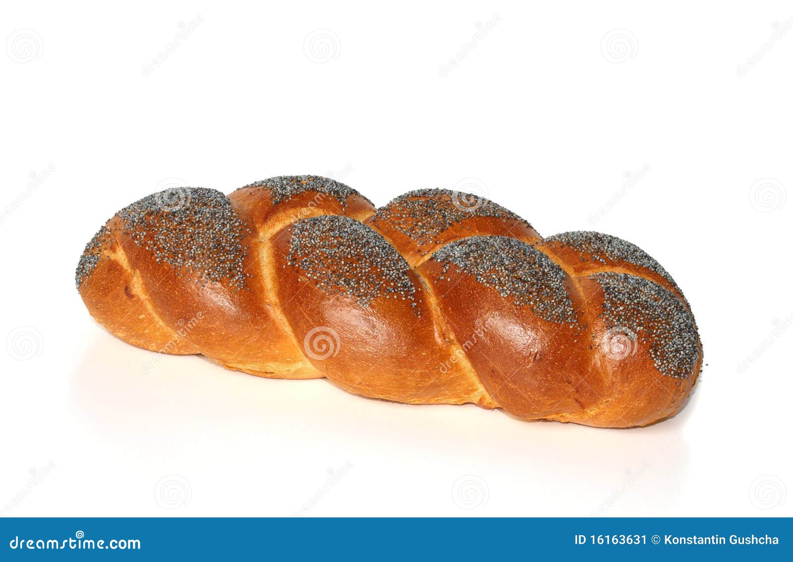 Challah with blue poppy isolated on white