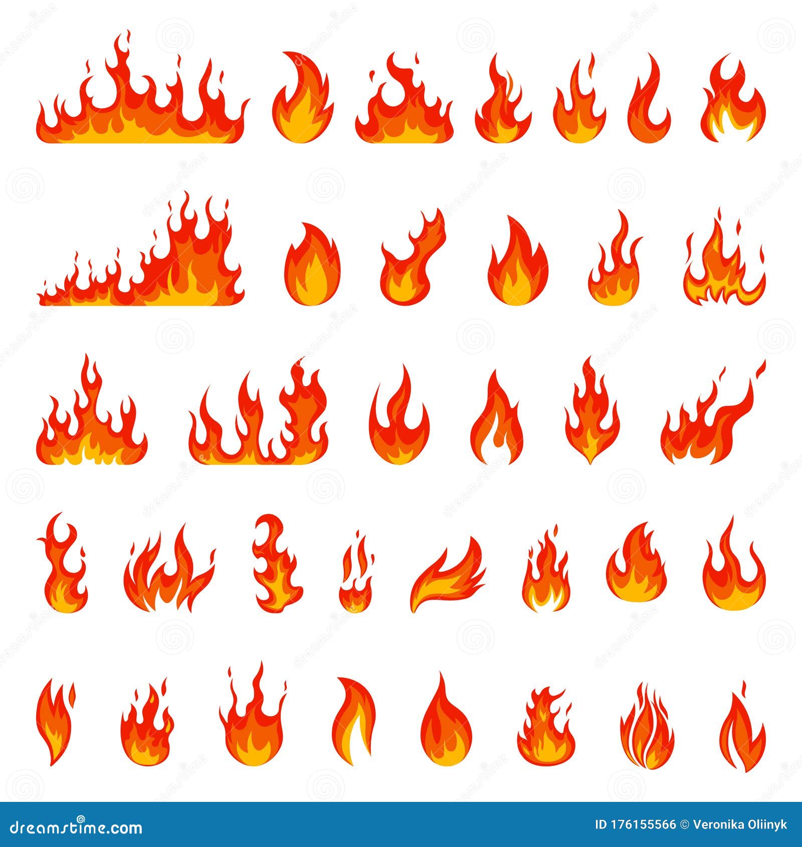 desenho animado fogo chamas. bola fogo chama, vermelho quente fogo e  fogueira fogosa silhuetas vetor definir. queimando efeito, perigoso natural  fenômeno. ardente incêndios isolado em branco fundo 24791030 Vetor no  Vecteezy