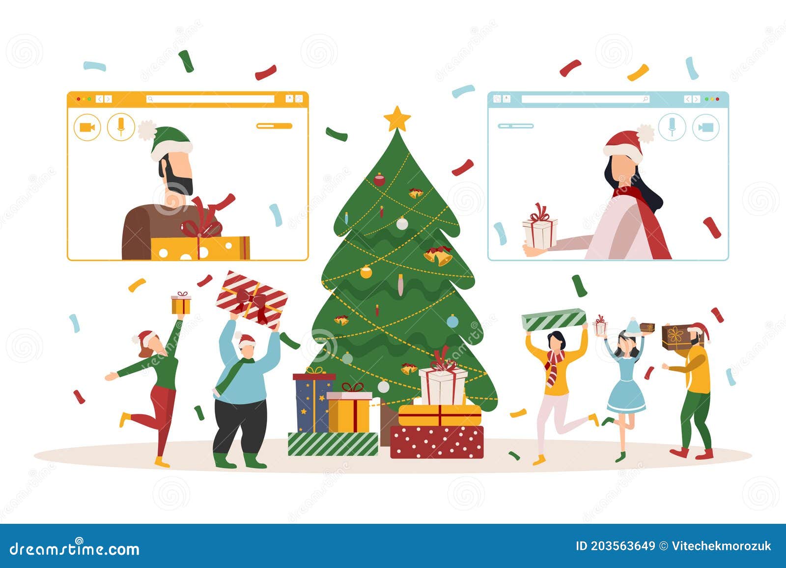 Chamada Online. Chamada De Vídeo. Feliz Natal E Boas-vindas De Novo Ano  Online. Vetor Ilustração do Vetor - Ilustração de digital, grupo: 203563649