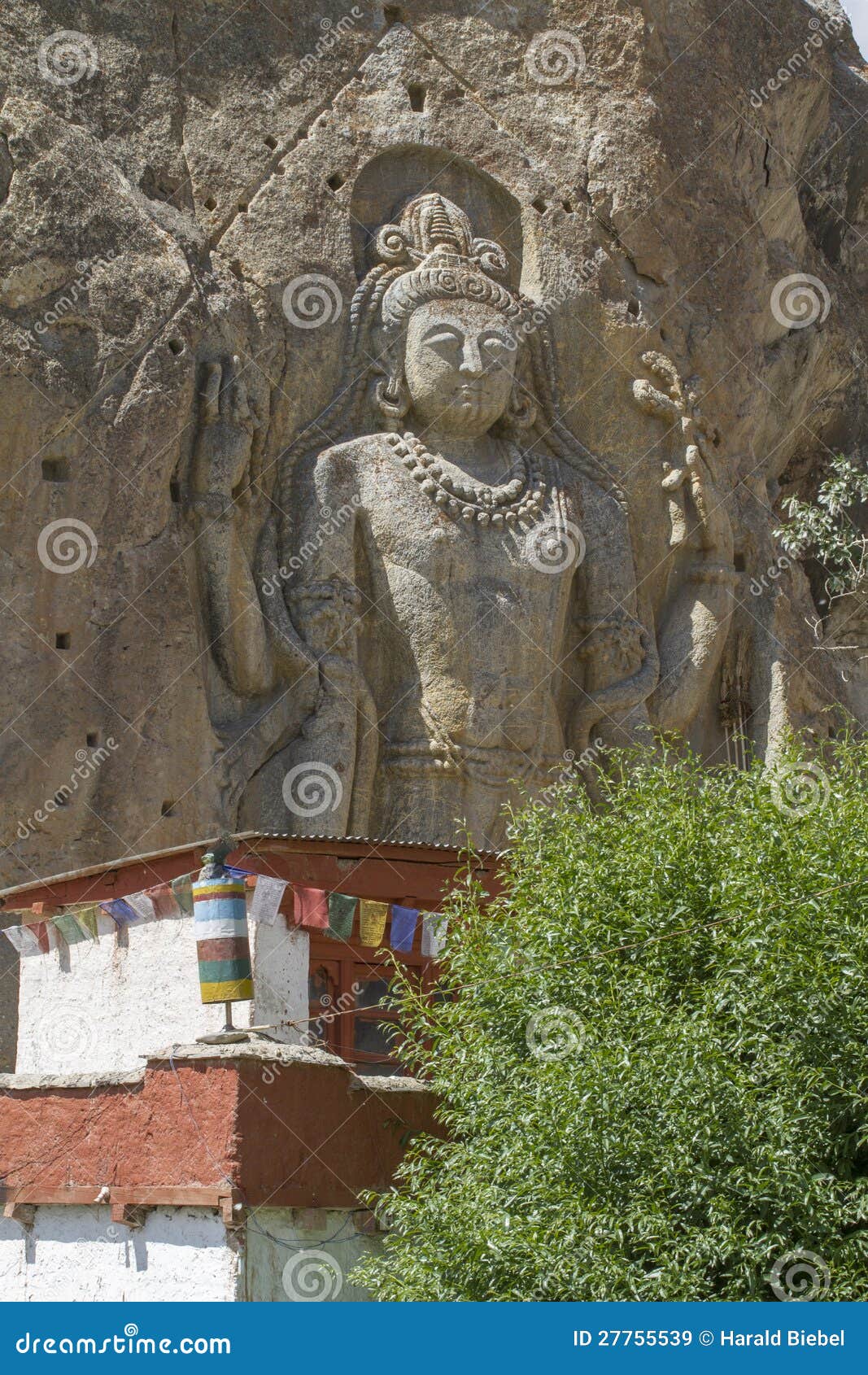 chamba statue in the village of mulbekh, ladakh