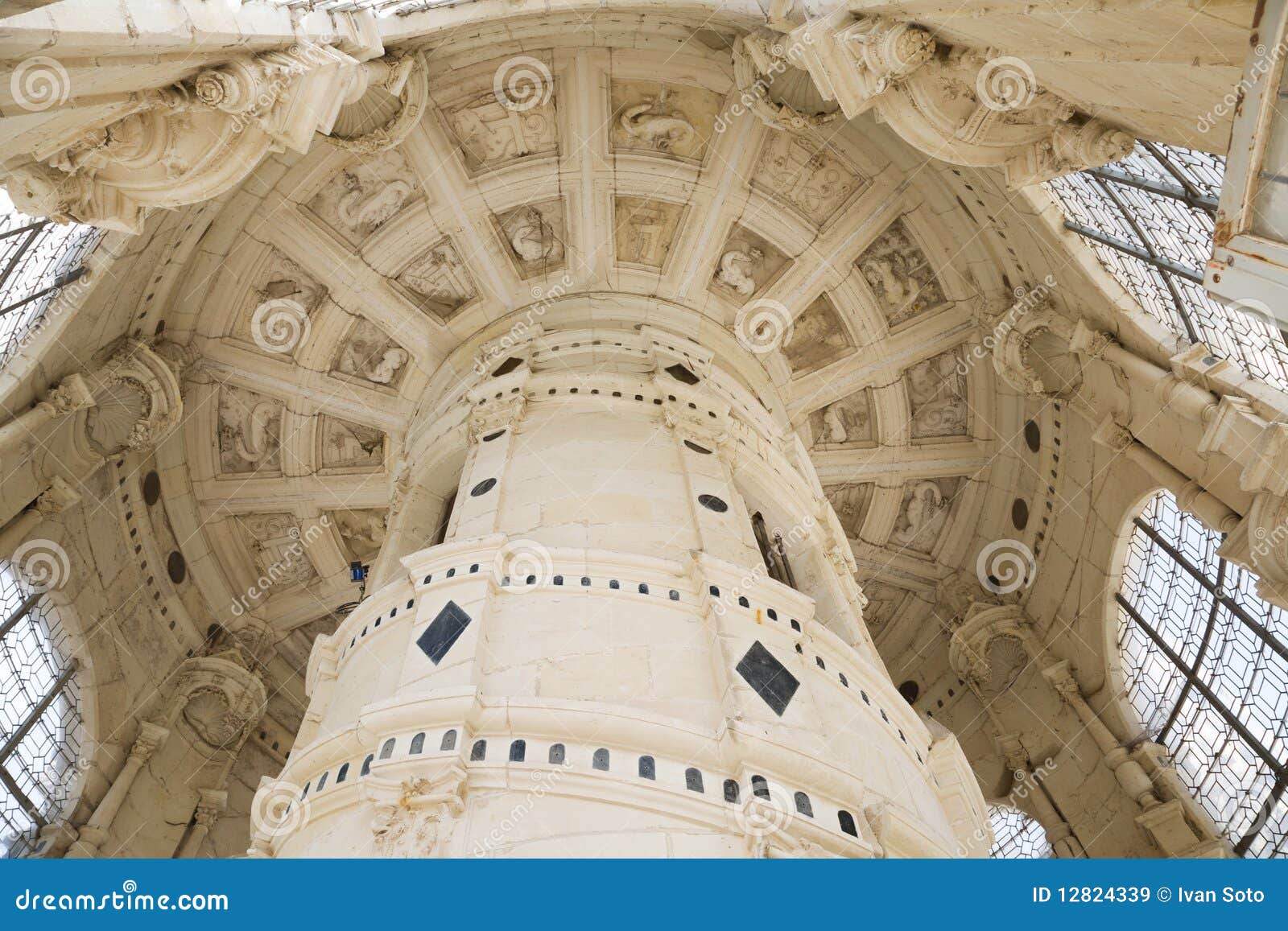 Chambord Chateau staircase stock image. Image of exterior 12824339